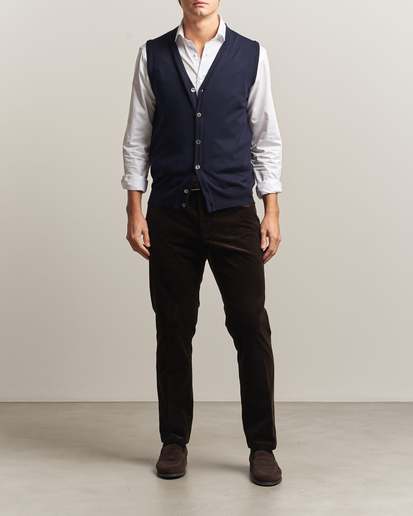 Homme | Pulls Et Tricots | Morgano | Extra Fine Merino Wool Sleevles Cardigan Vest Navy