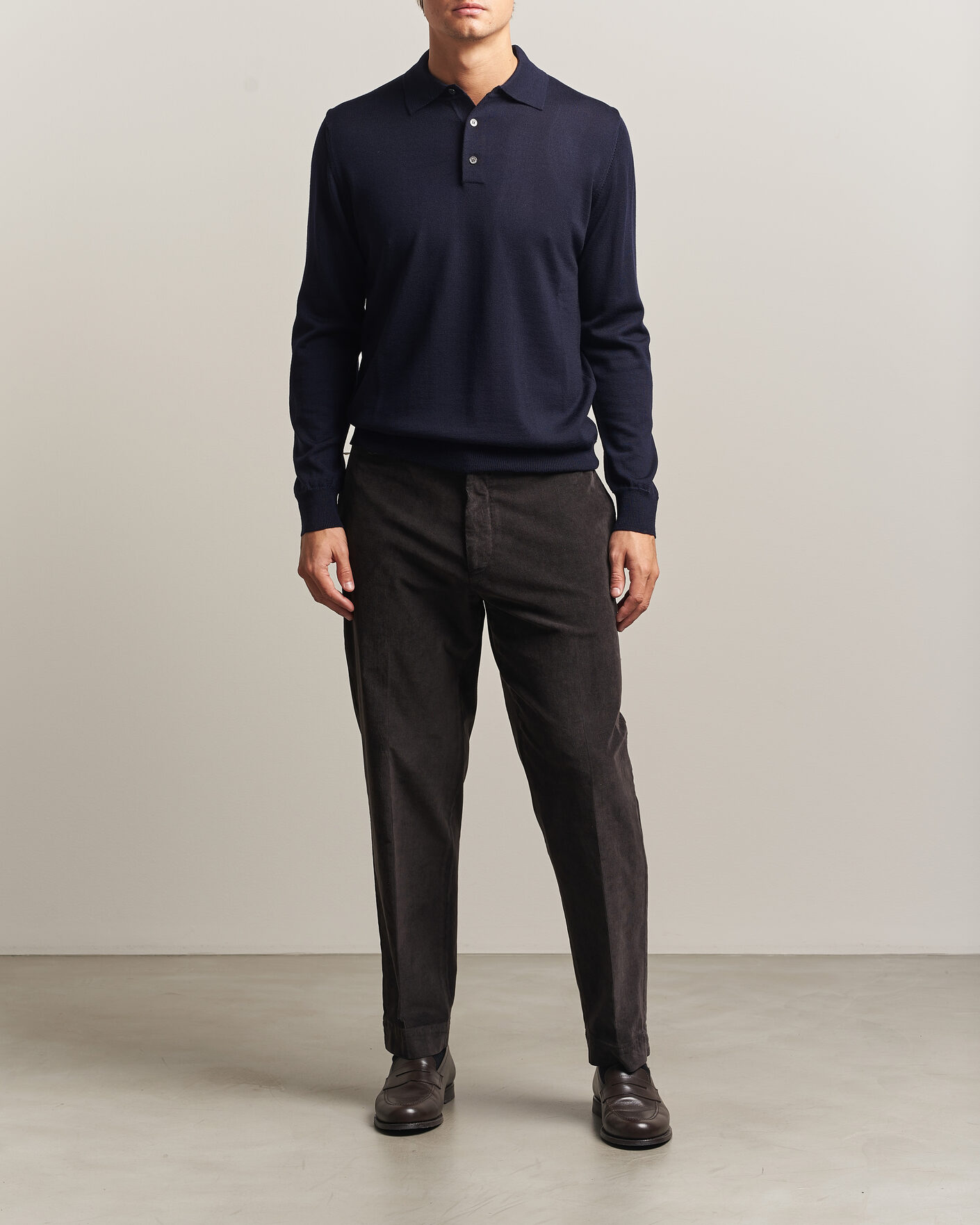 Homme | Pulls Et Tricots | Morgano | Extra Fine Merino Wool Polo Navy