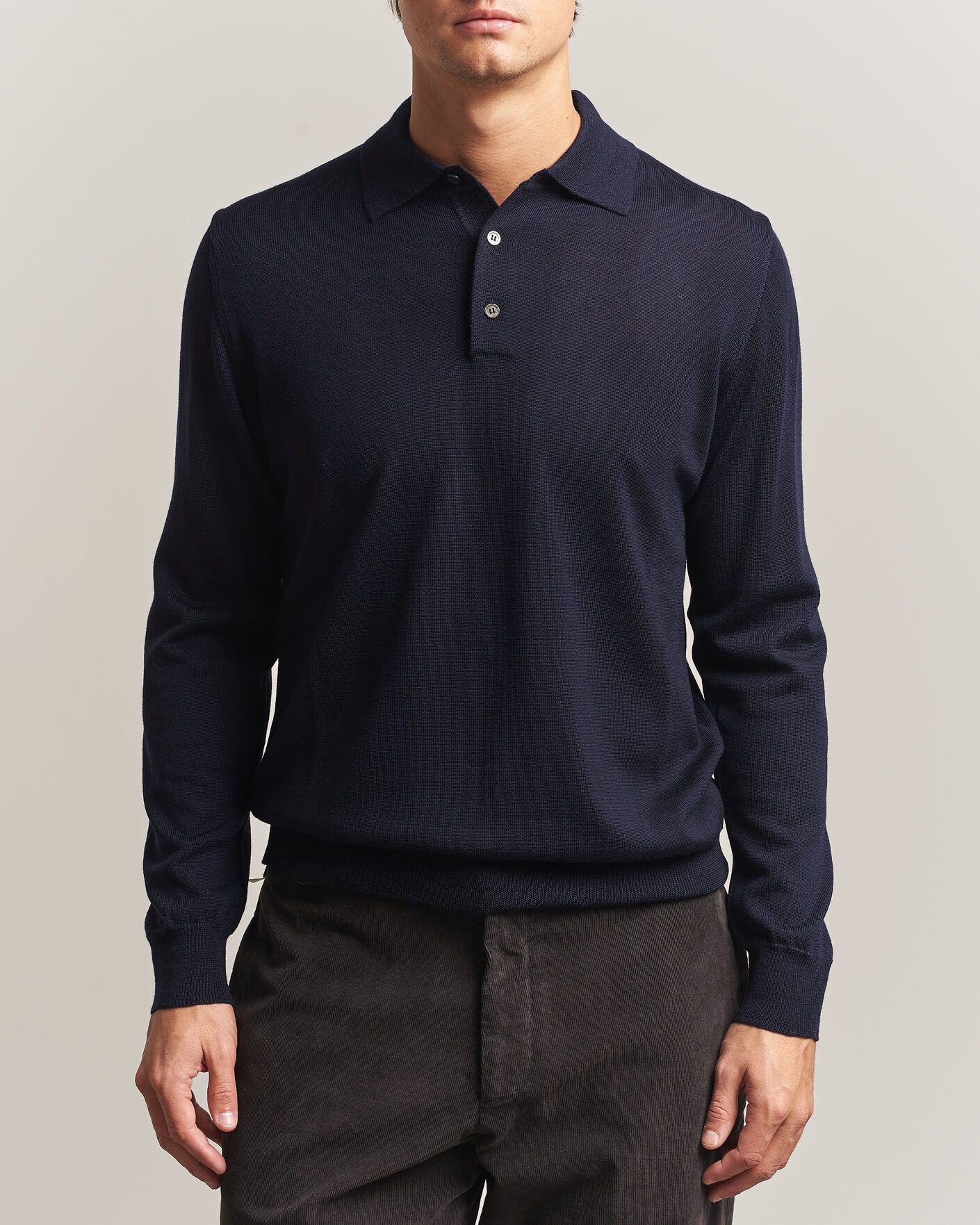 Homme | Pulls Et Tricots | Morgano | Extra Fine Merino Wool Polo Navy