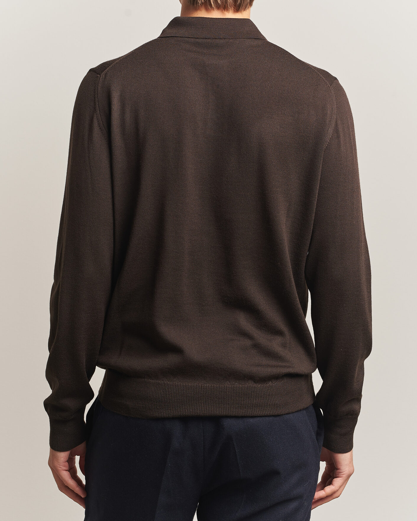 Homme | Pulls Et Tricots | Morgano | Extra Fine Merino Wool Polo Dark Brown