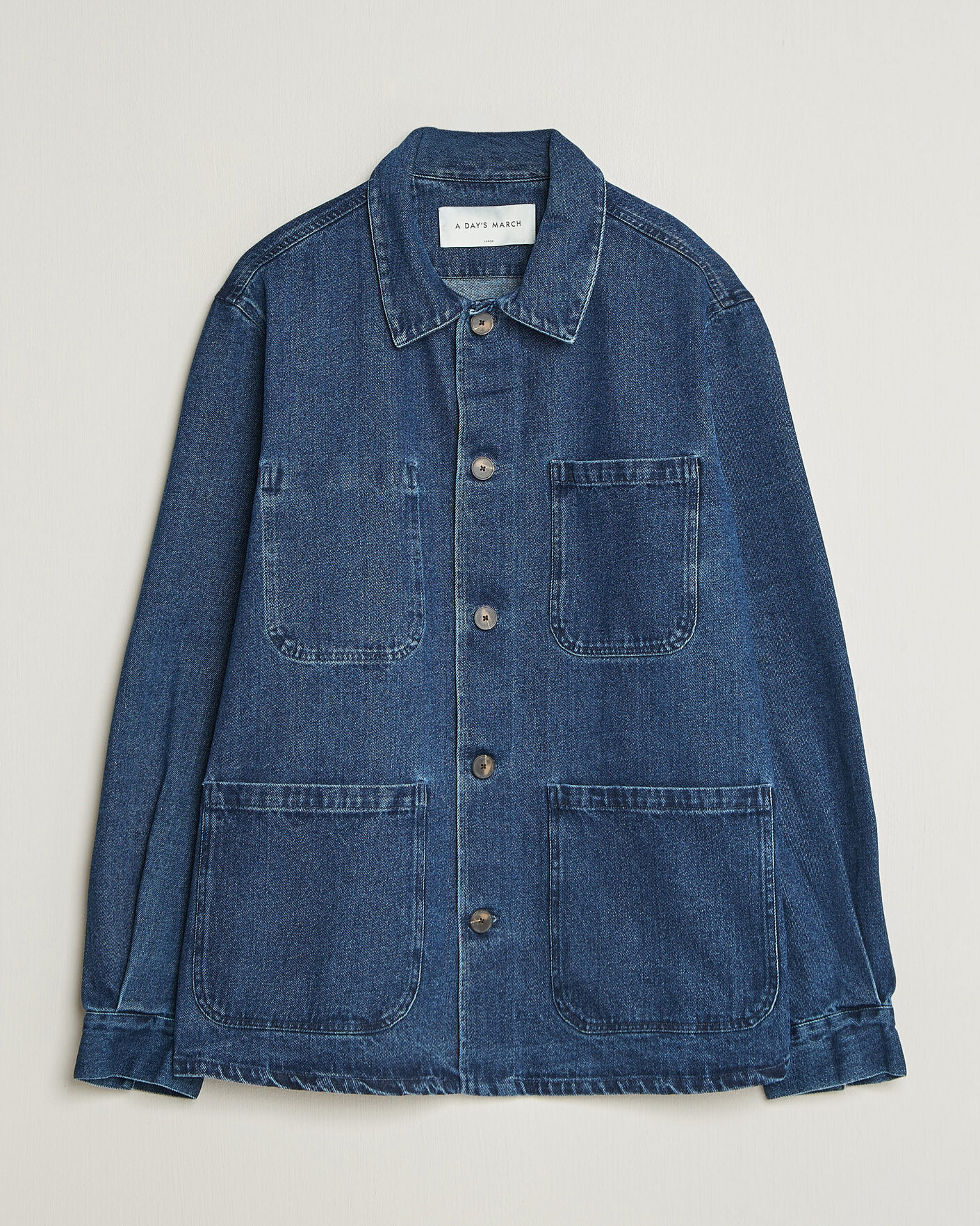 Homme | Chemises | A Day's March | Algot Denim Overshirt Dark Blue Wash