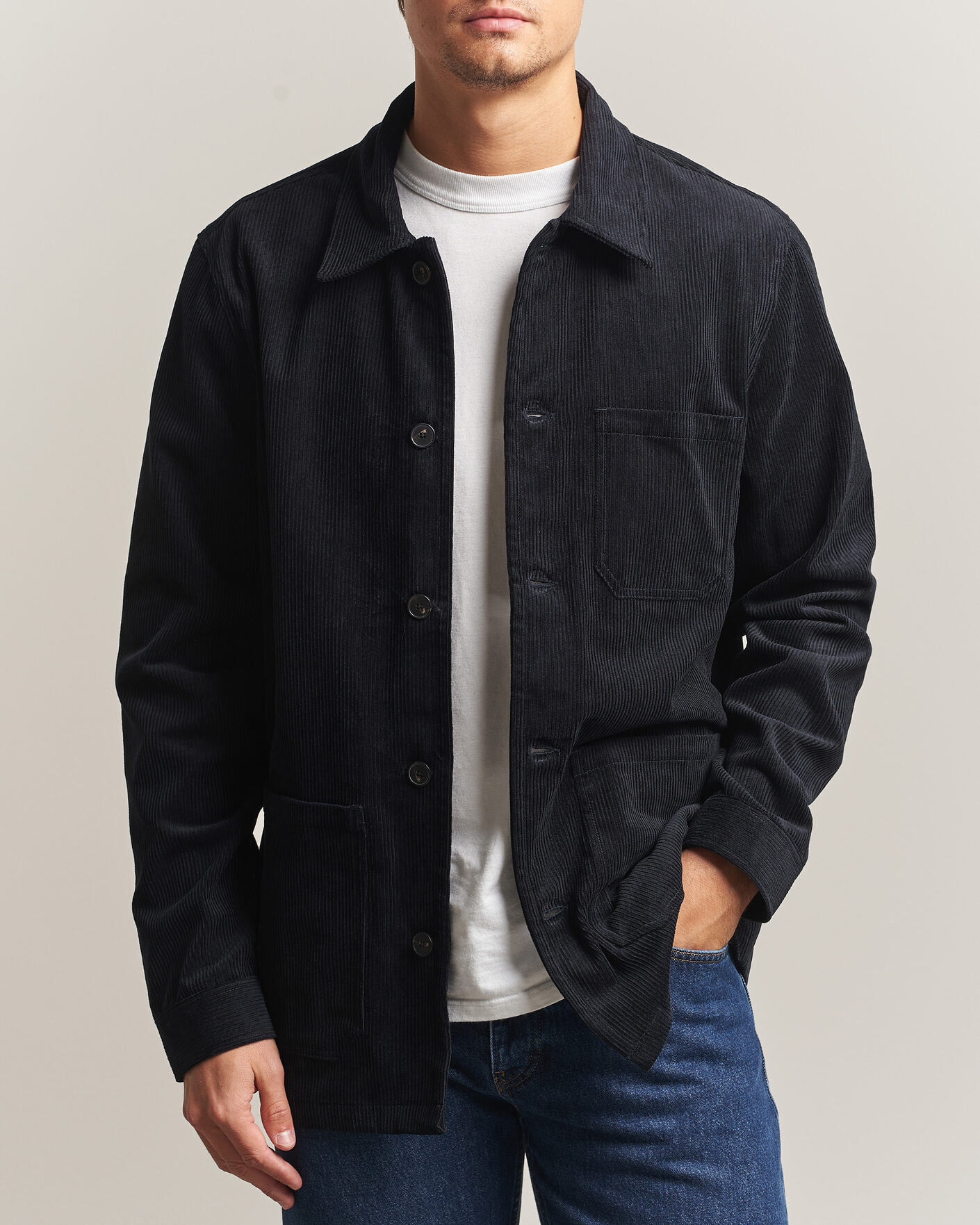 Homme | Chemises | A Day's March | Original Corduroy Overshirt Black