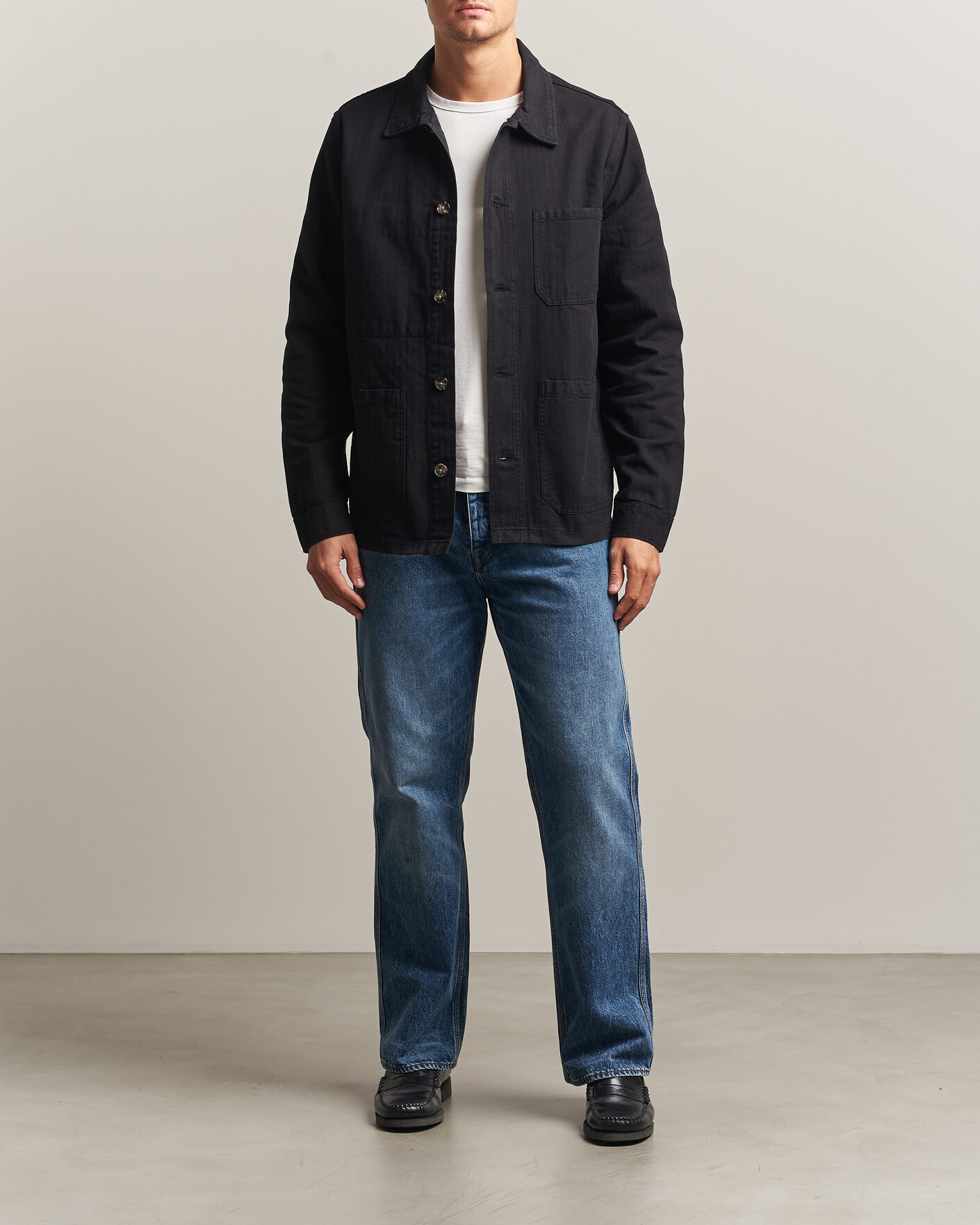 Homme | Chemises | A Day's March | Original Herringbone Overshirt Black