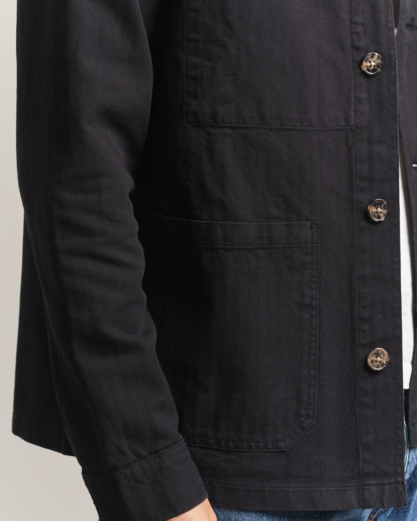 Homme | Chemises | A Day's March | Original Herringbone Overshirt Black
