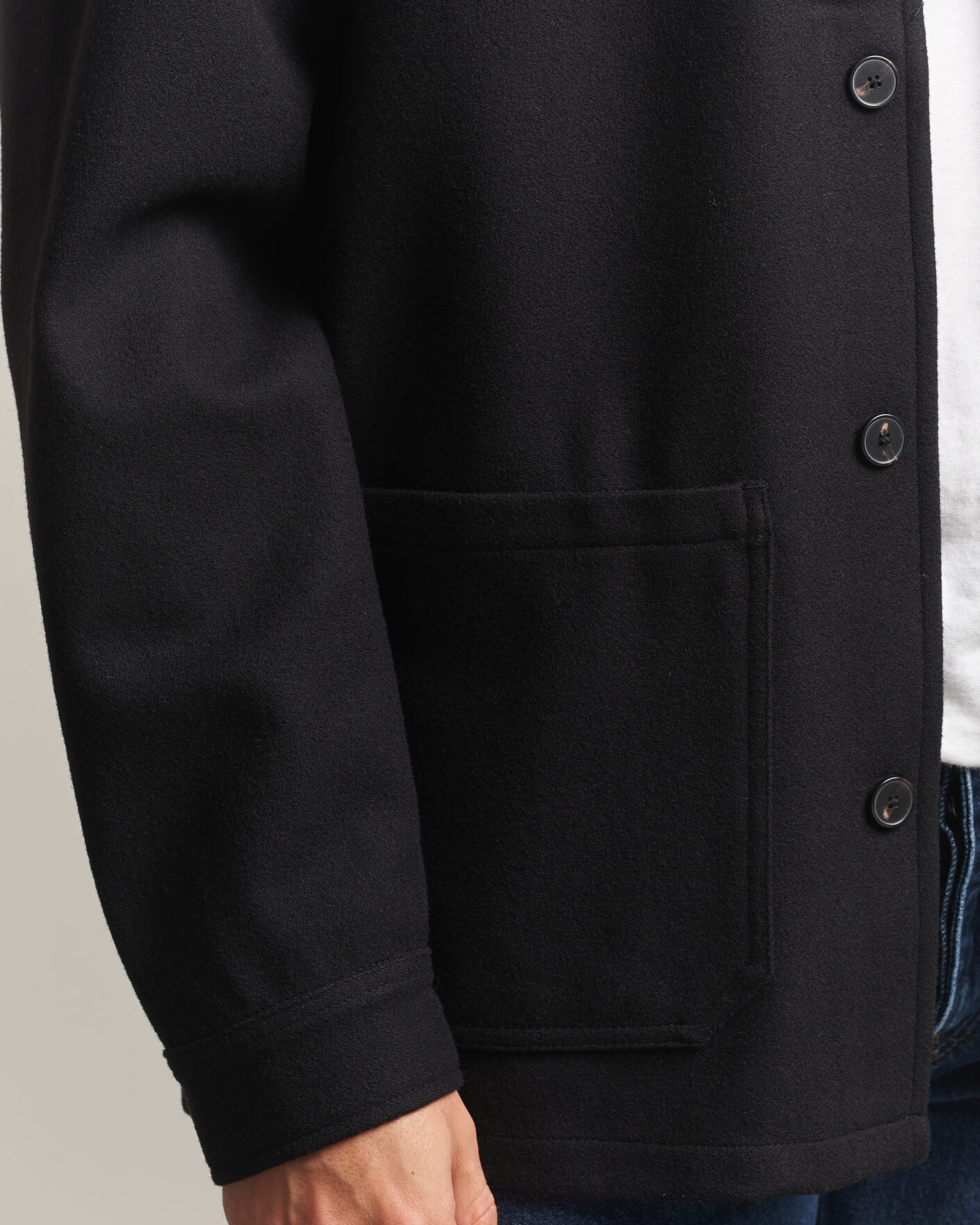 Homme | Chemises | A Day's March | Original Wool Overshirt Black