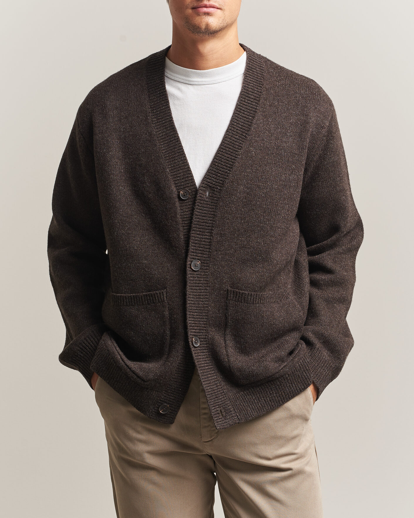 Homme | Pulls Et Tricots | A Day's March | Jarrow Lambswool Cardigan Dark Brown