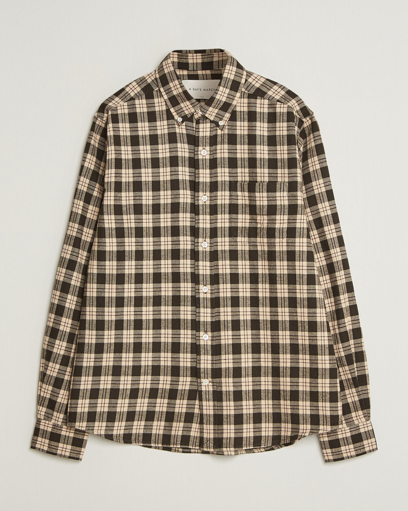 Homme | Chemises | A Day's March | Classic Checked Flannel Shirt Brown/Sand
