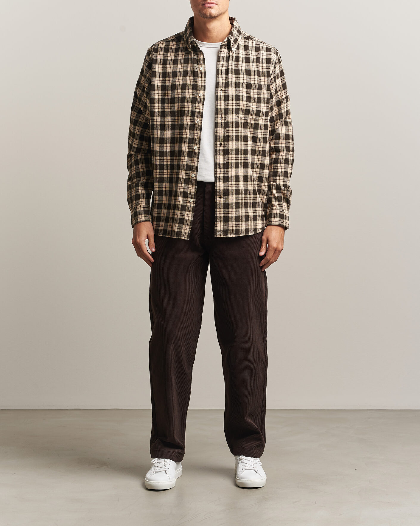 Homme | Chemises | A Day's March | Classic Checked Flannel Shirt Brown/Sand