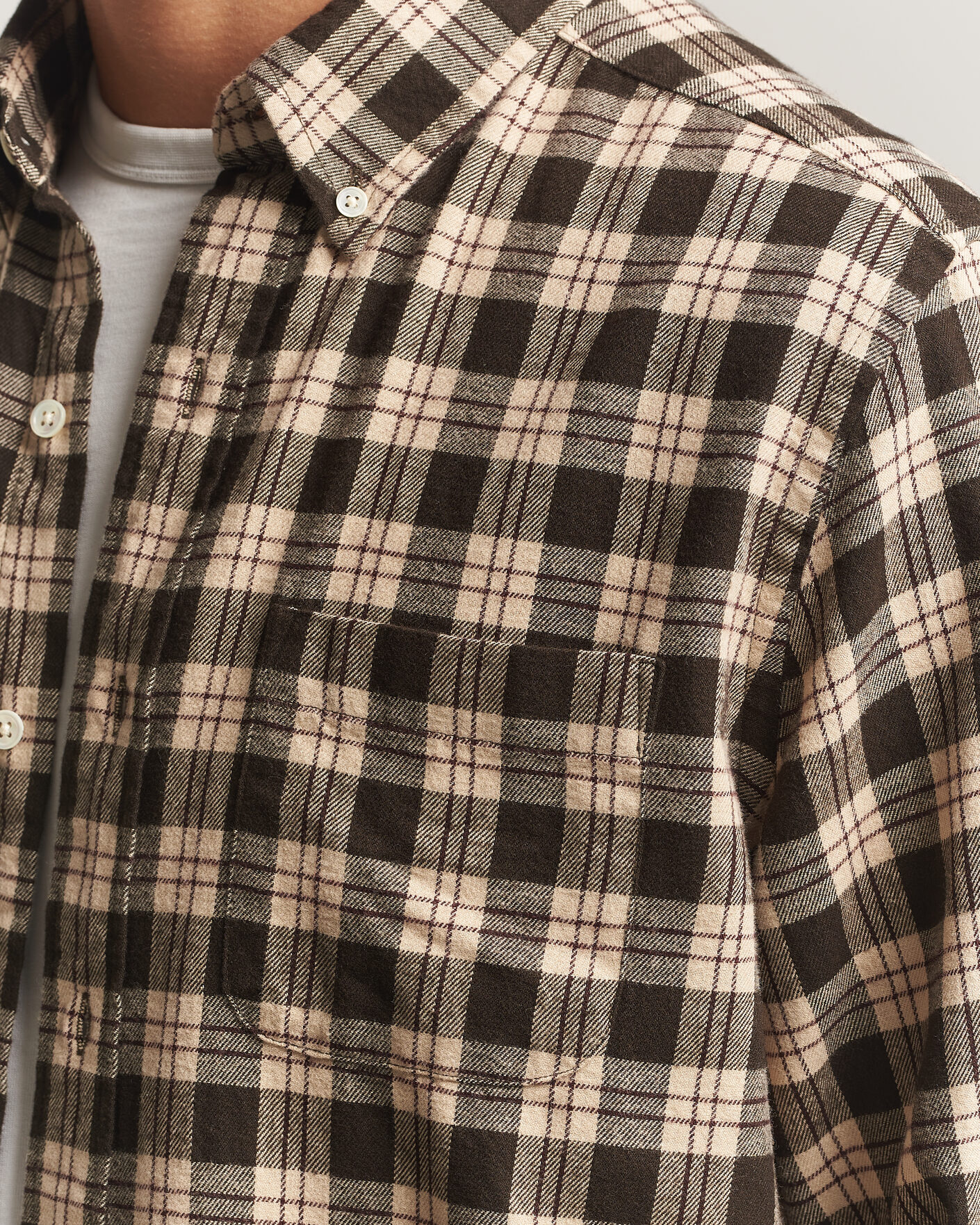 Homme | Chemises | A Day's March | Classic Checked Flannel Shirt Brown/Sand