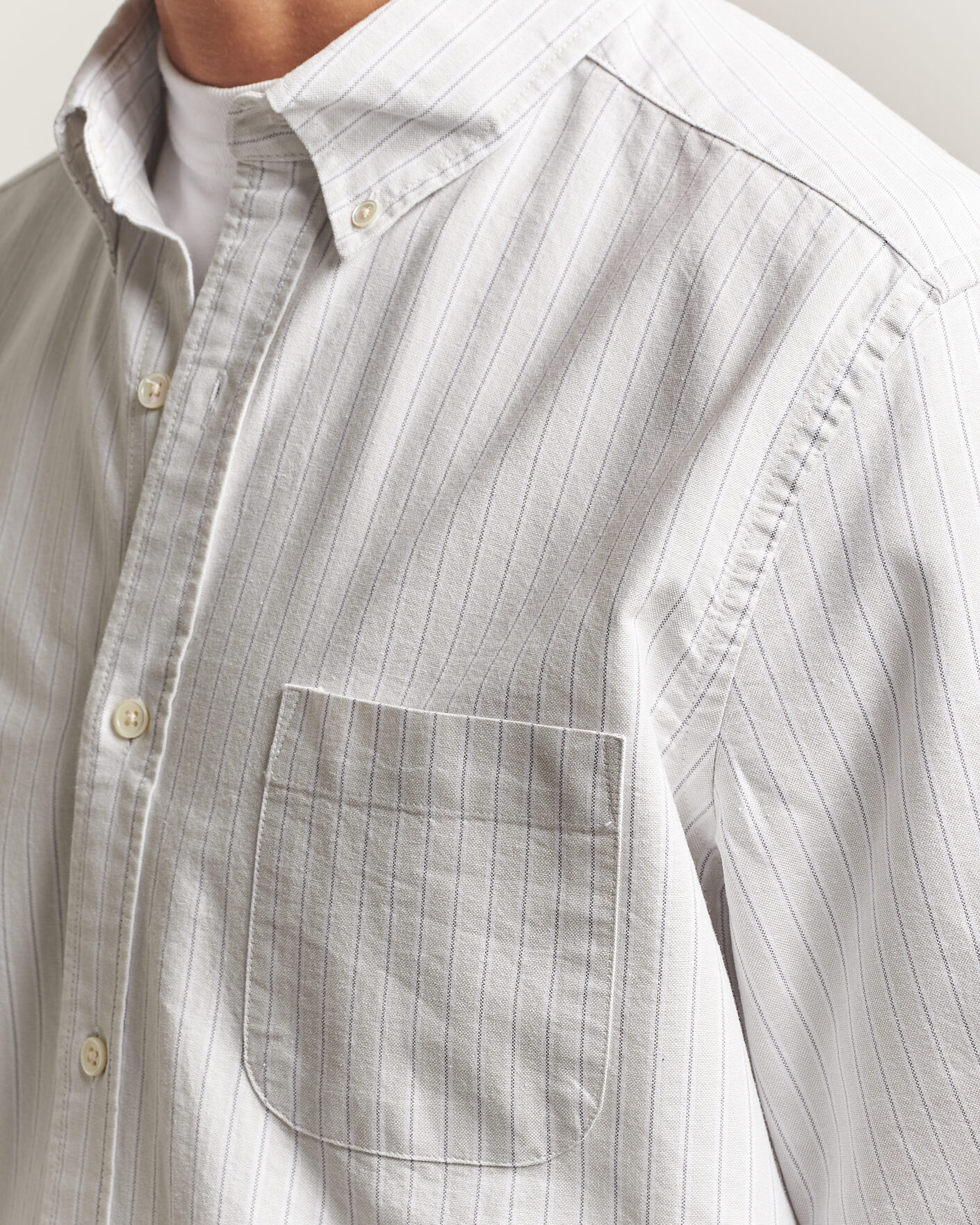 Homme | Chemises | A Day's March | Classic Flag Striped Oxford Shirt Grey/White