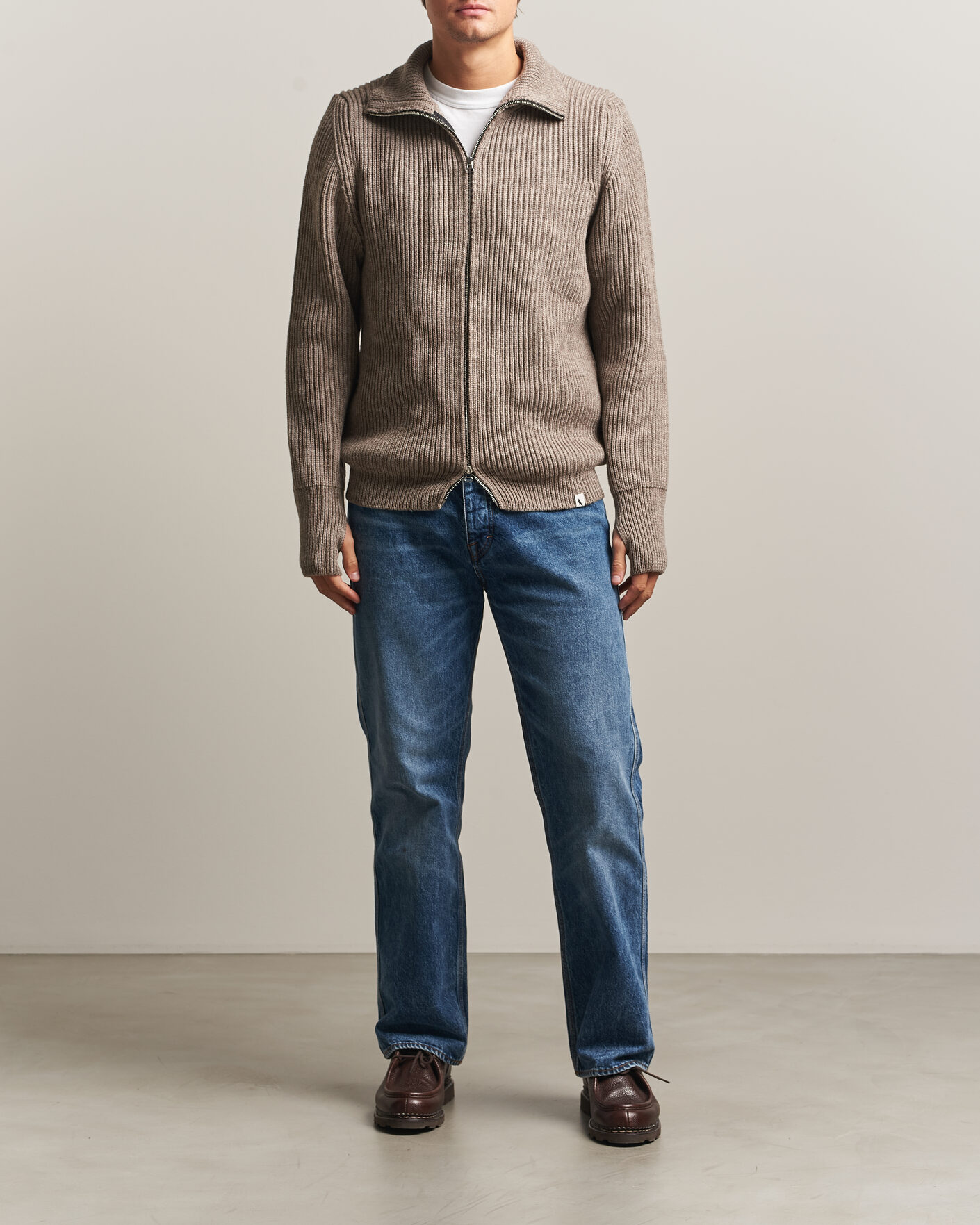 Homme | Pulls Et Tricots | Peregrine | Fisherman Merino Zip Cardigan Light Brown