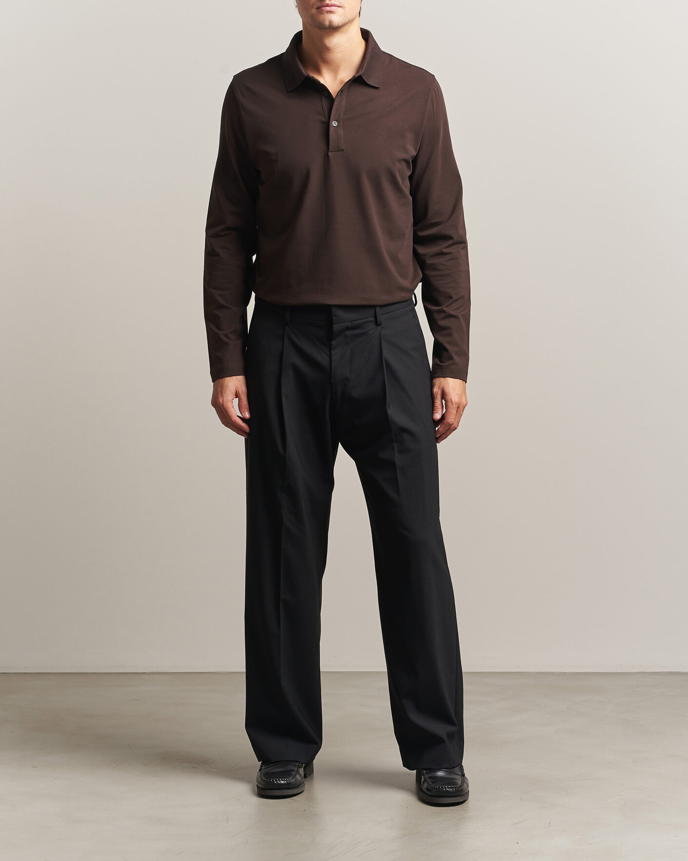 Homme | Polos | Filippa K | Luke Lycra Polo Shirt Dark Chocolate