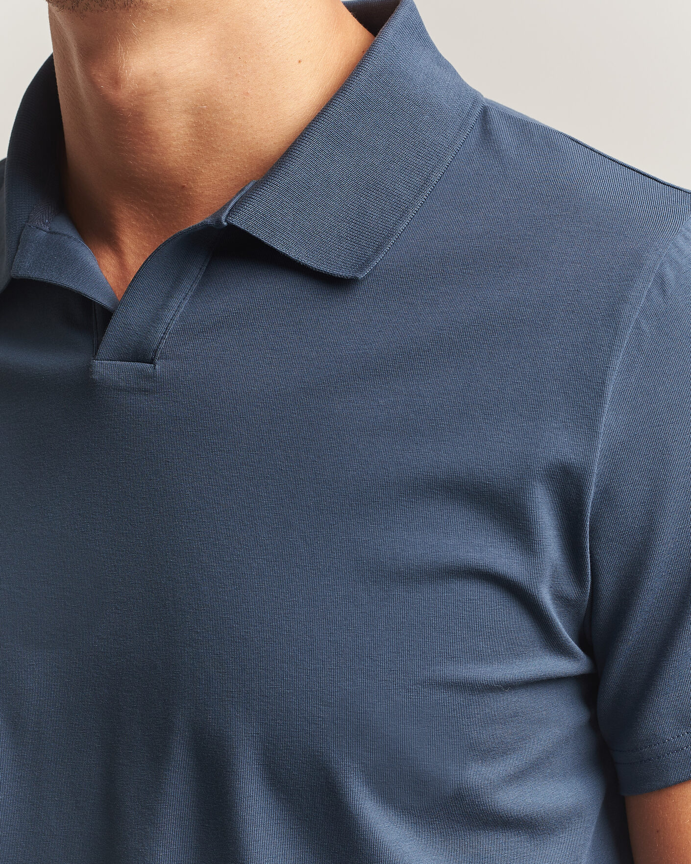 Homme | Polos | Filippa K | Soft Lycra Polo T-Shirt Stone Blue