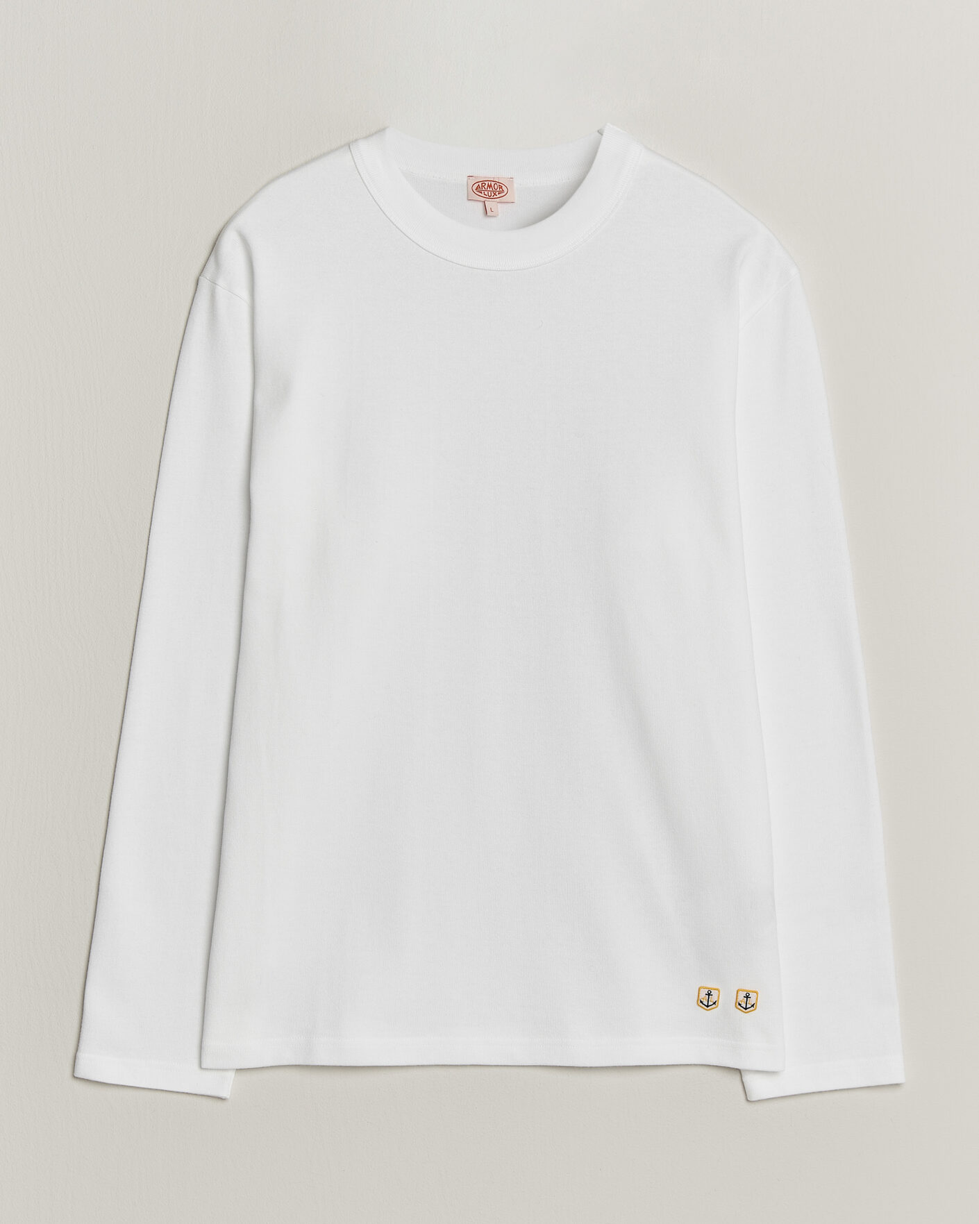 Homme | T-shirts | Armor-lux | Heritage Long Sleeve Cotton T-Shirt White