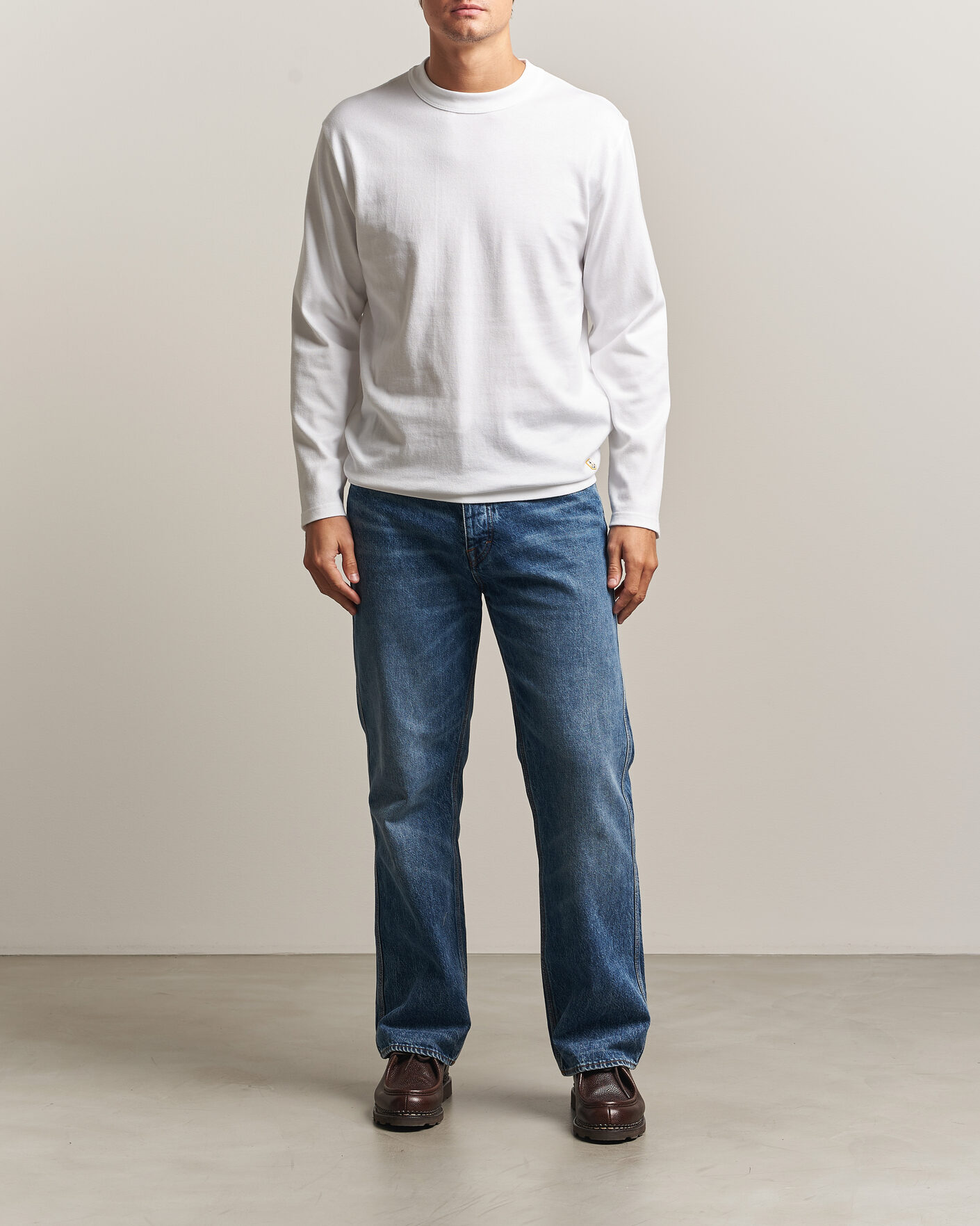Homme | T-shirts | Armor-lux | Heritage Long Sleeve Cotton T-Shirt White