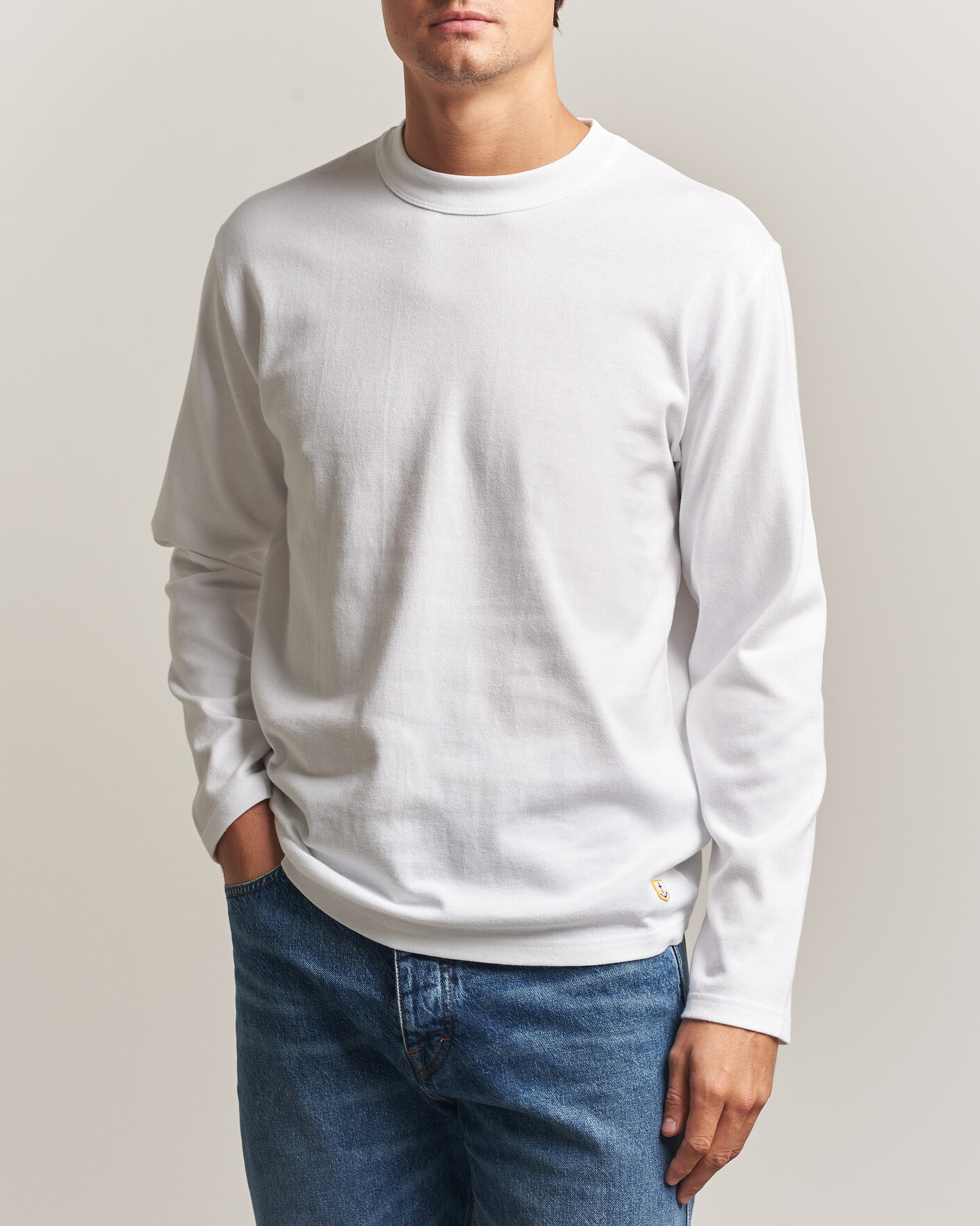 Homme | T-shirts | Armor-lux | Heritage Long Sleeve Cotton T-Shirt White