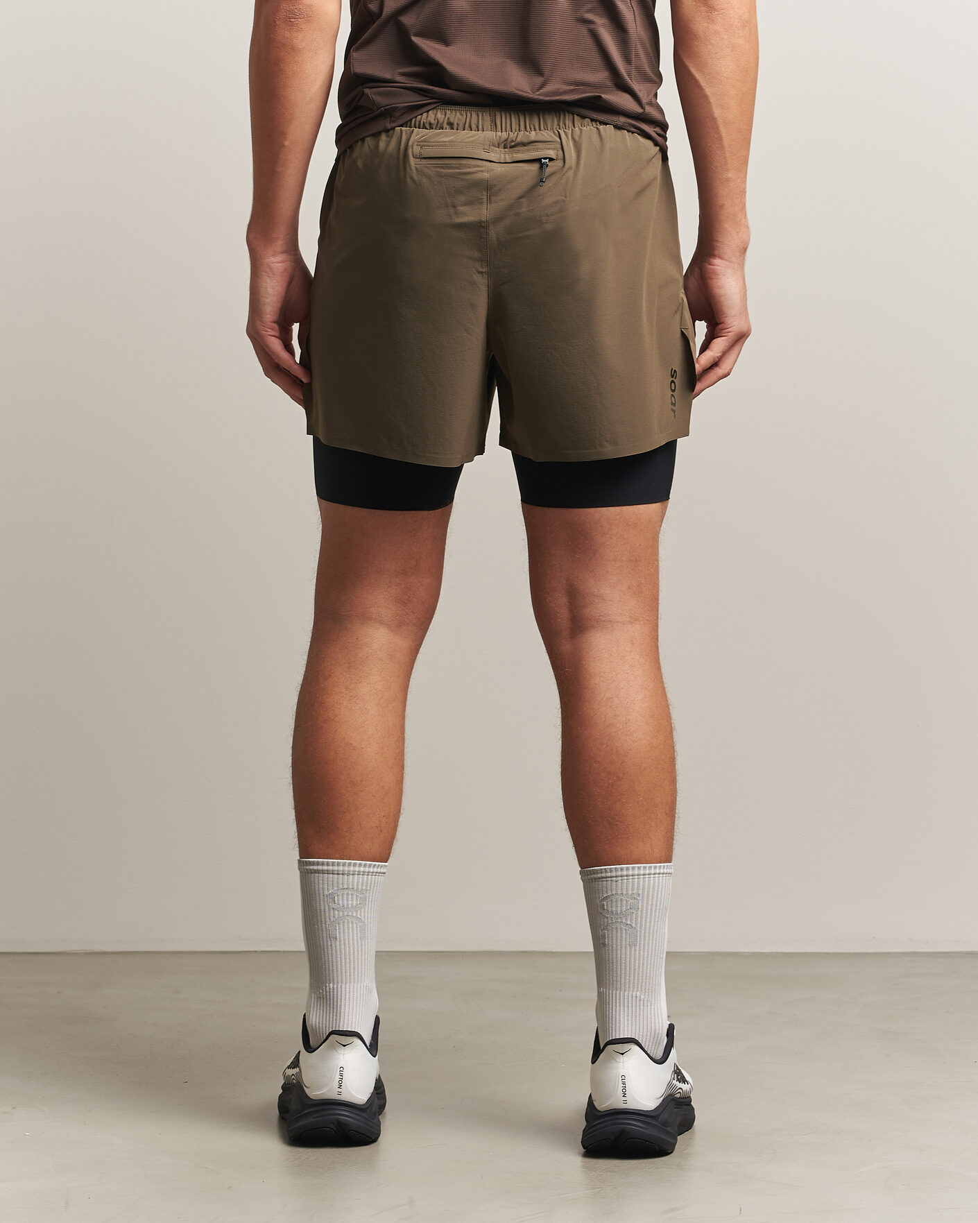 Homme | Shorts | SOAR Running | Dual Run Shorts Khaki