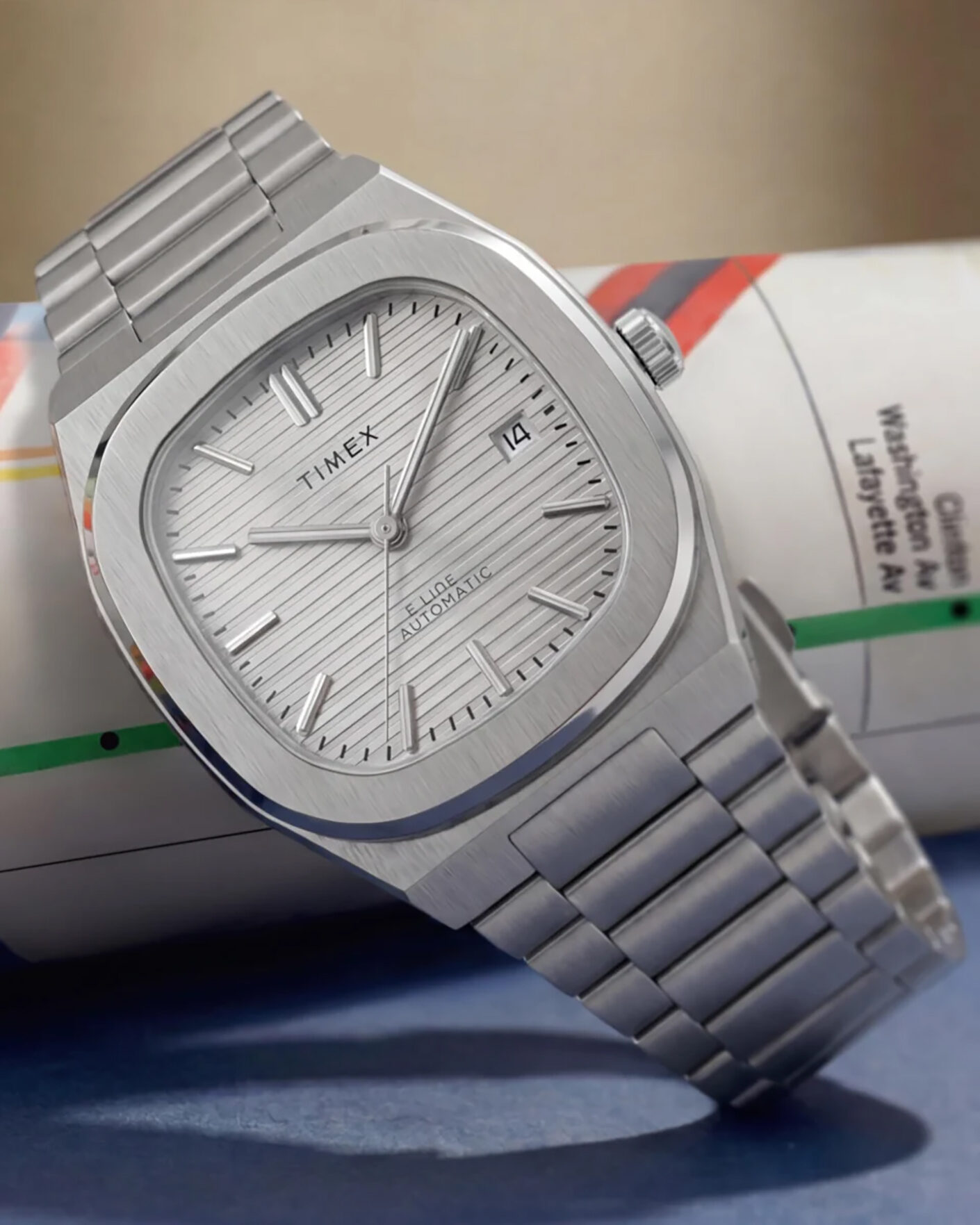 Homme | Timex Automatic E Line Stainless Steel 38mm Silver Dial | Timex | Automatic E Line Stainless Steel 38mm Silver Dial