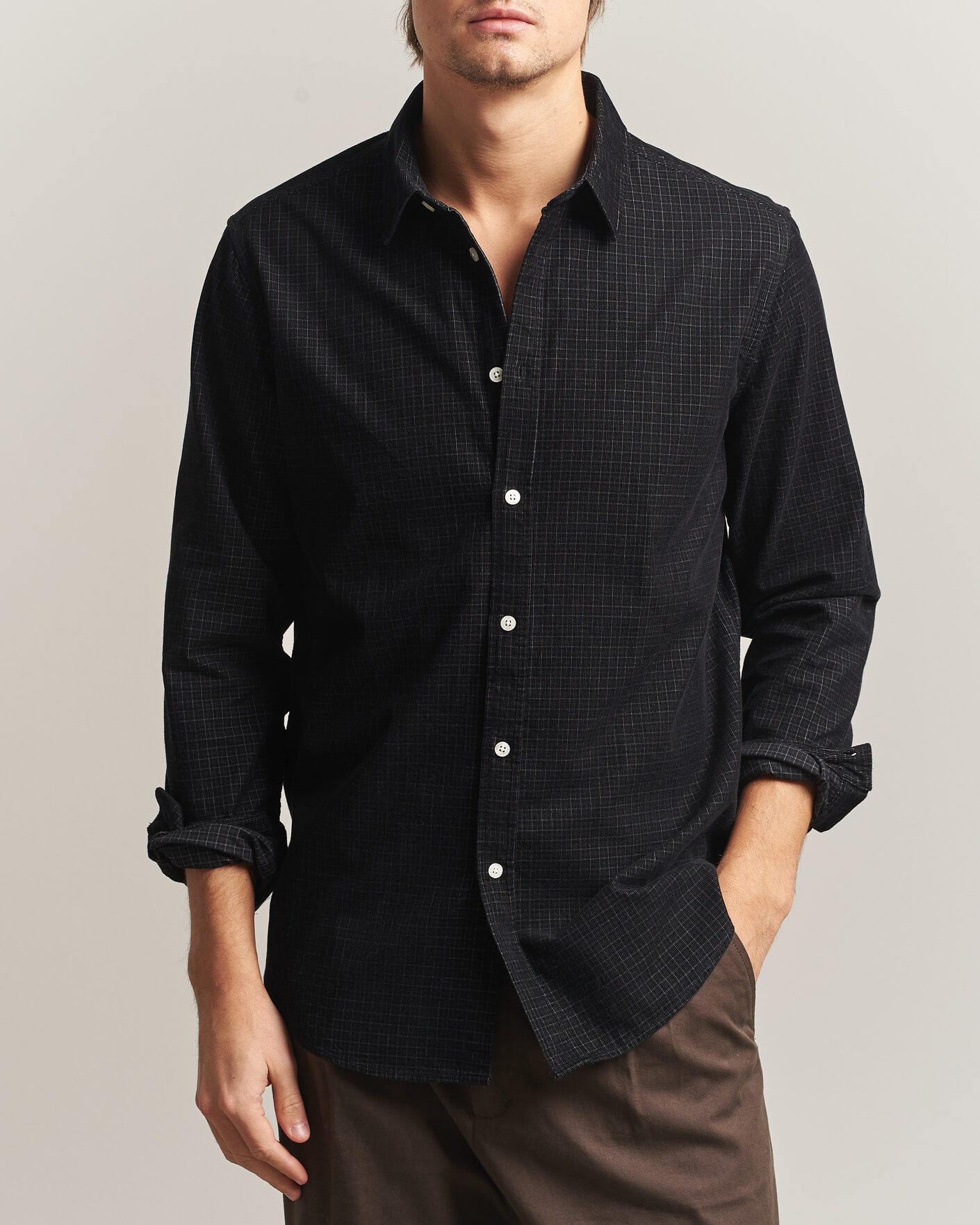 Homme | Chemises | Samsøe Samsøe | Liam Baby Cord Checked Shirt Black
