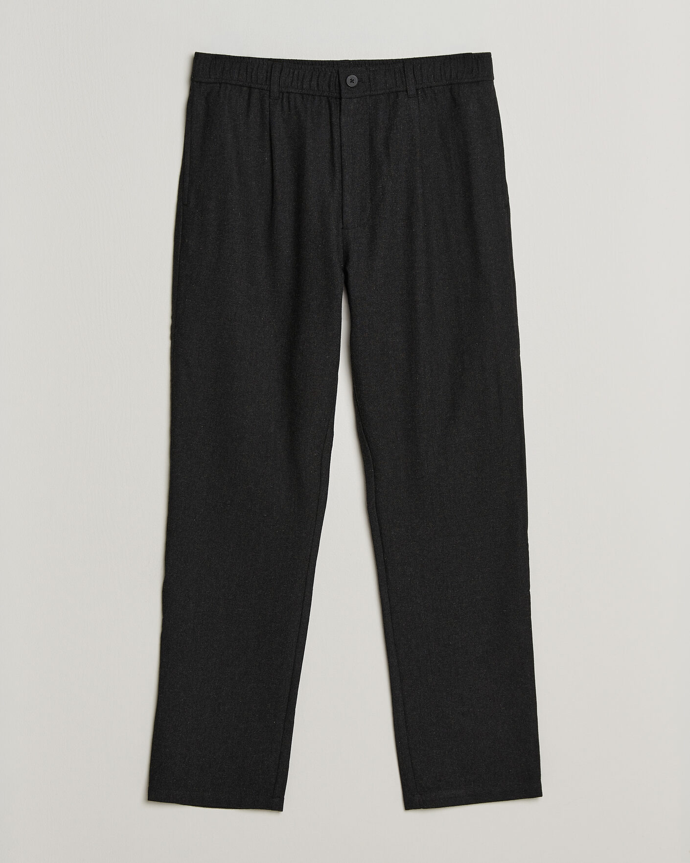 Homme | Pantalons | Samsøe Samsøe | Bertil Flannel Drawstring Trousers Black Melange