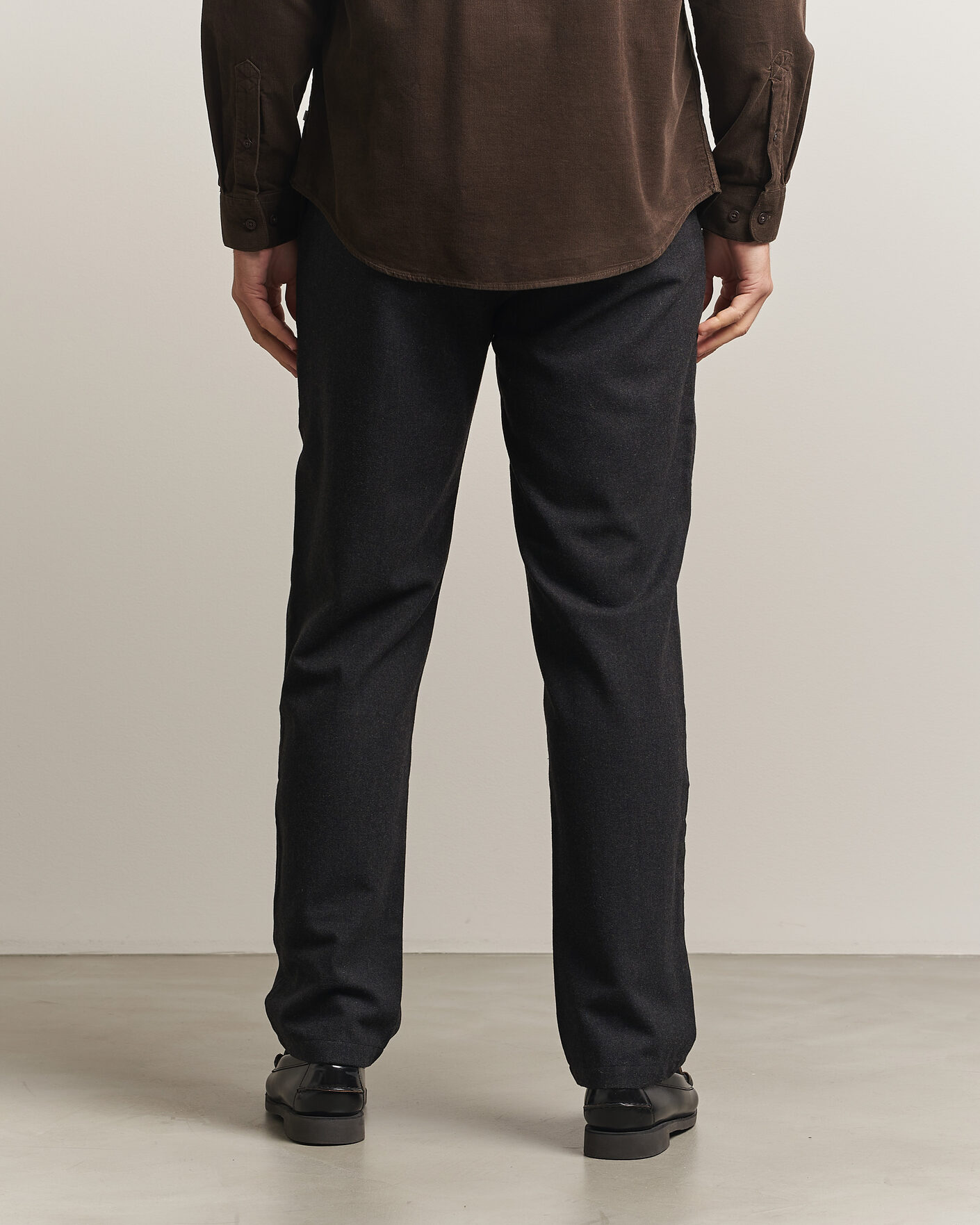 Homme | Pantalons | Samsøe Samsøe | Bertil Flannel Drawstring Trousers Black Melange