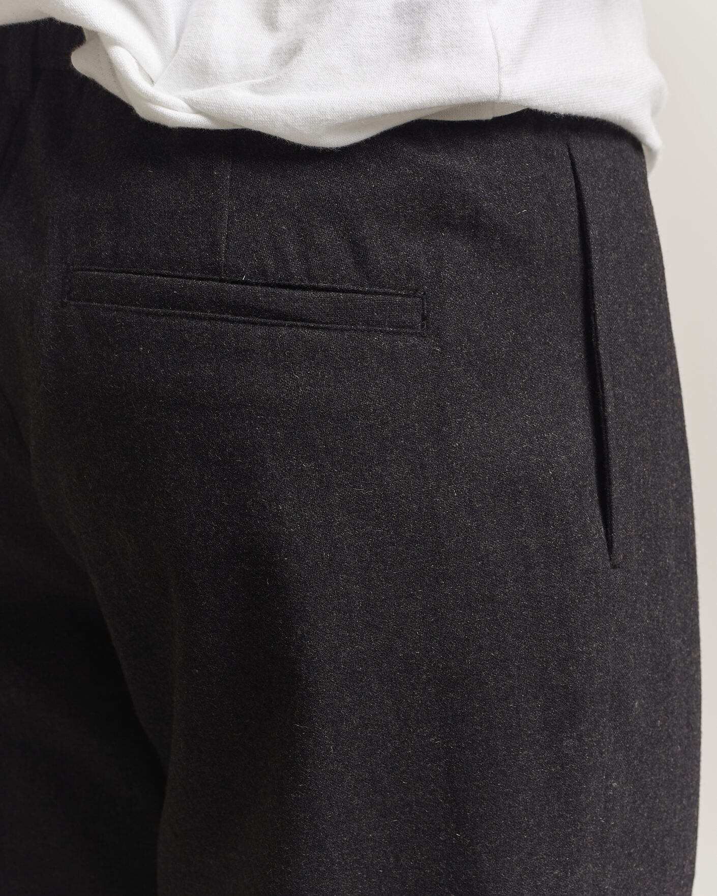 Homme | Pantalons | Samsøe Samsøe | Bertil Flannel Drawstring Trousers Black Melange