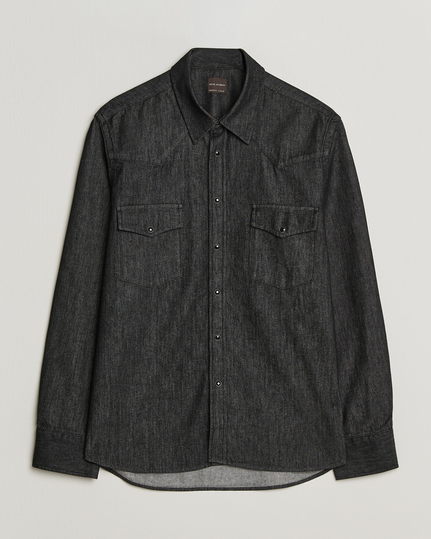 Homme | Chemises | Oscar Jacobson | Straight Fit Western Shirt Dark Grey