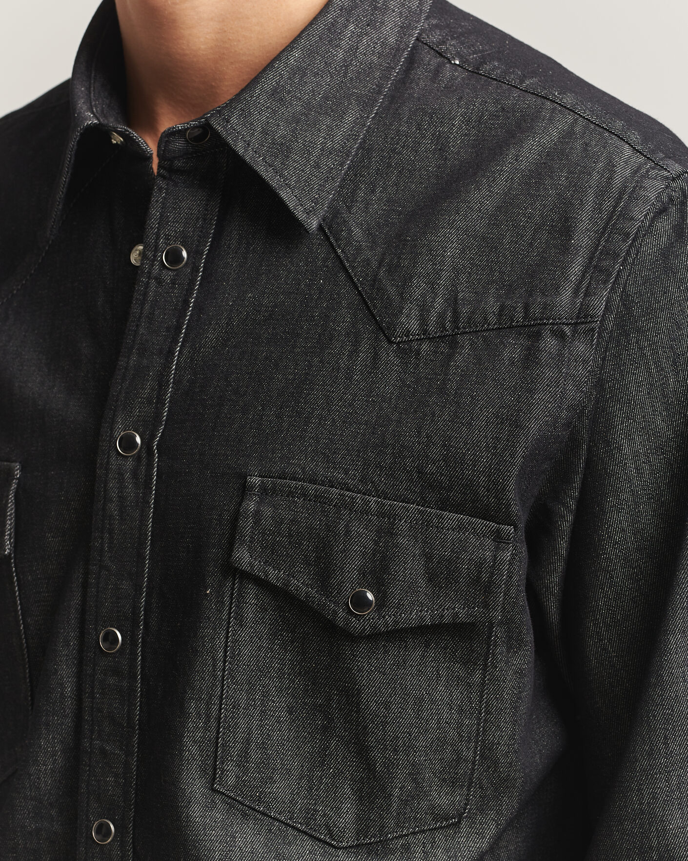 Homme | Chemises | Oscar Jacobson | Straight Fit Western Shirt Dark Grey