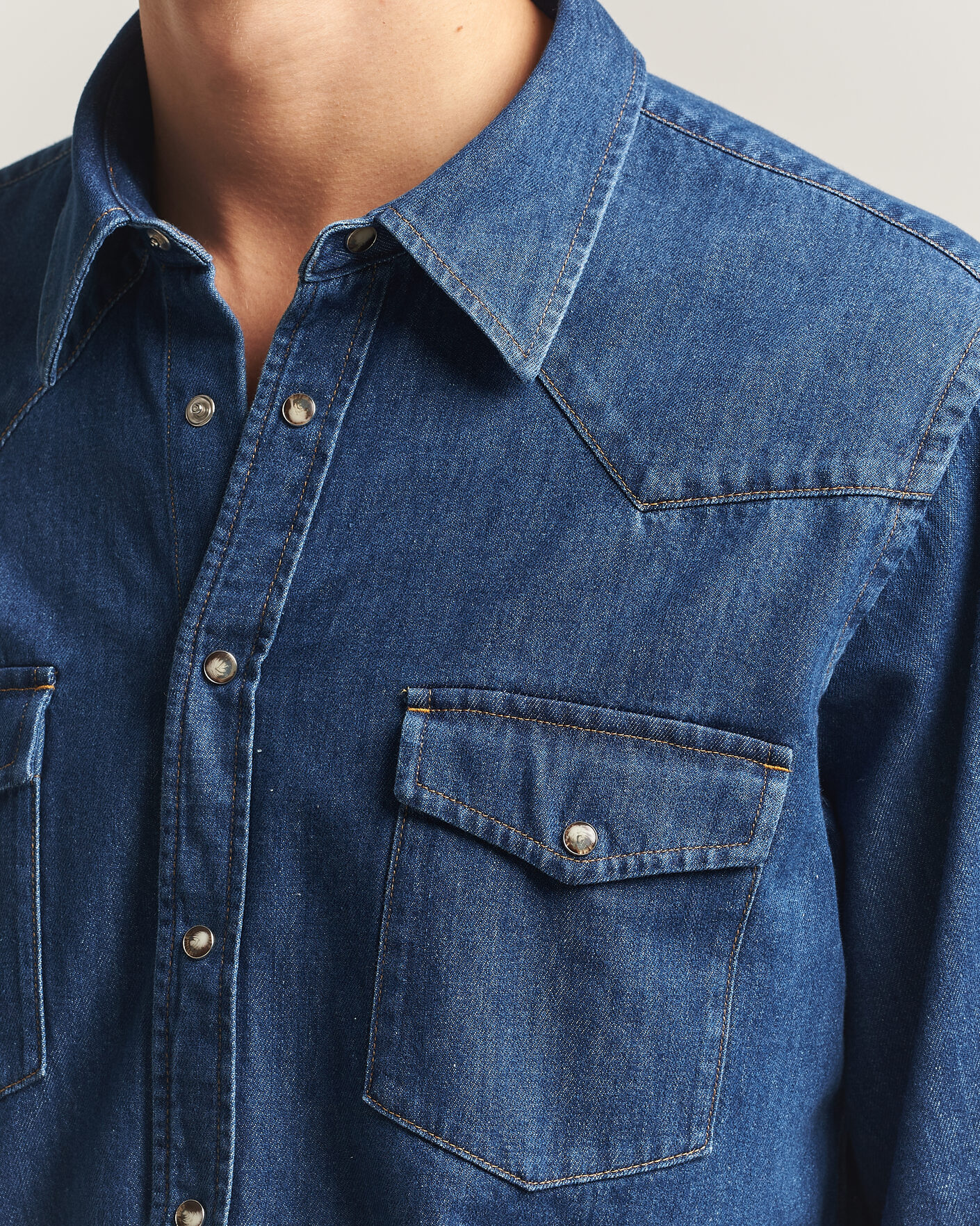 Homme | Chemises | Oscar Jacobson | Straight Fit Western Shirt Blue