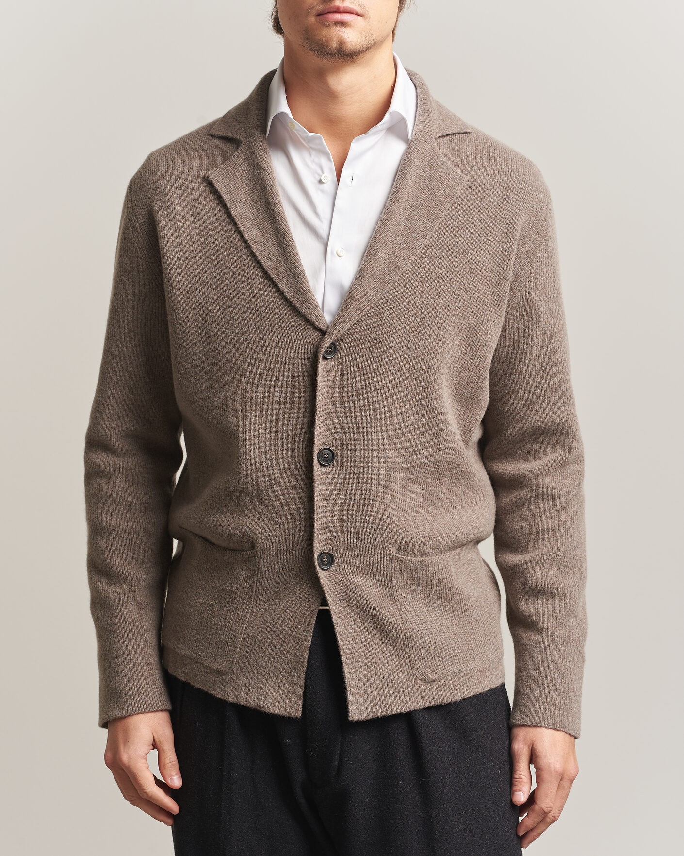 Homme | Blazers | Oscar Jacobson | Antonio Knitted Blazer Taupe
