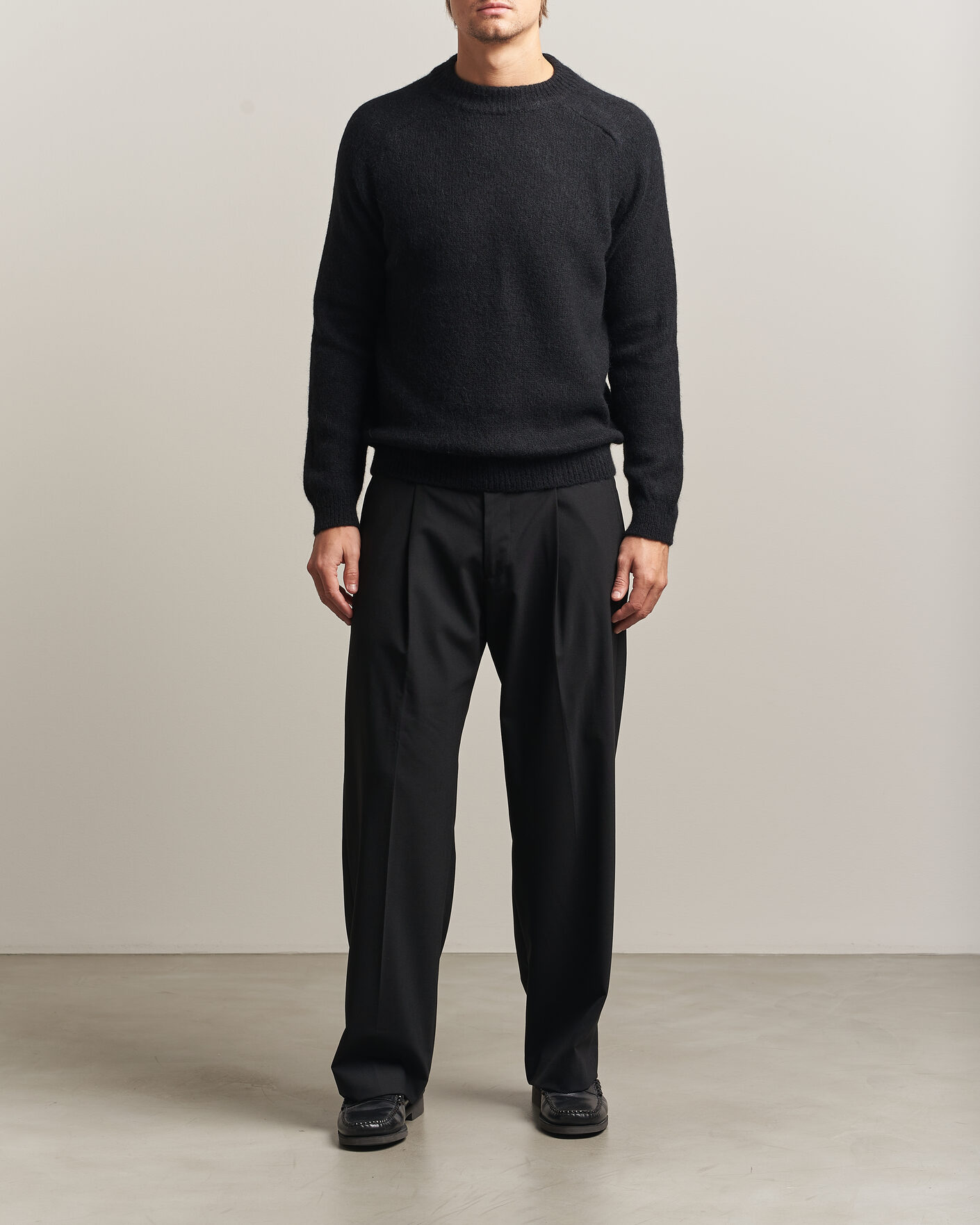 Homme | Pulls Et Tricots | Oscar Jacobson | Andie Alpacka/Merino Knitted Sweater Black