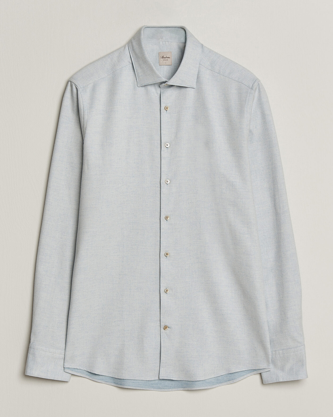 Homme | Chemises | Stenströms | Slimline Flannel Shirt Light Blue