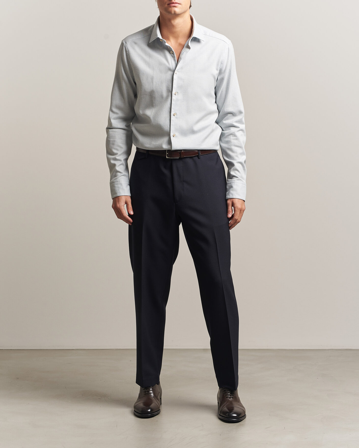 Homme | Chemises | Stenströms | Slimline Flannel Shirt Light Blue