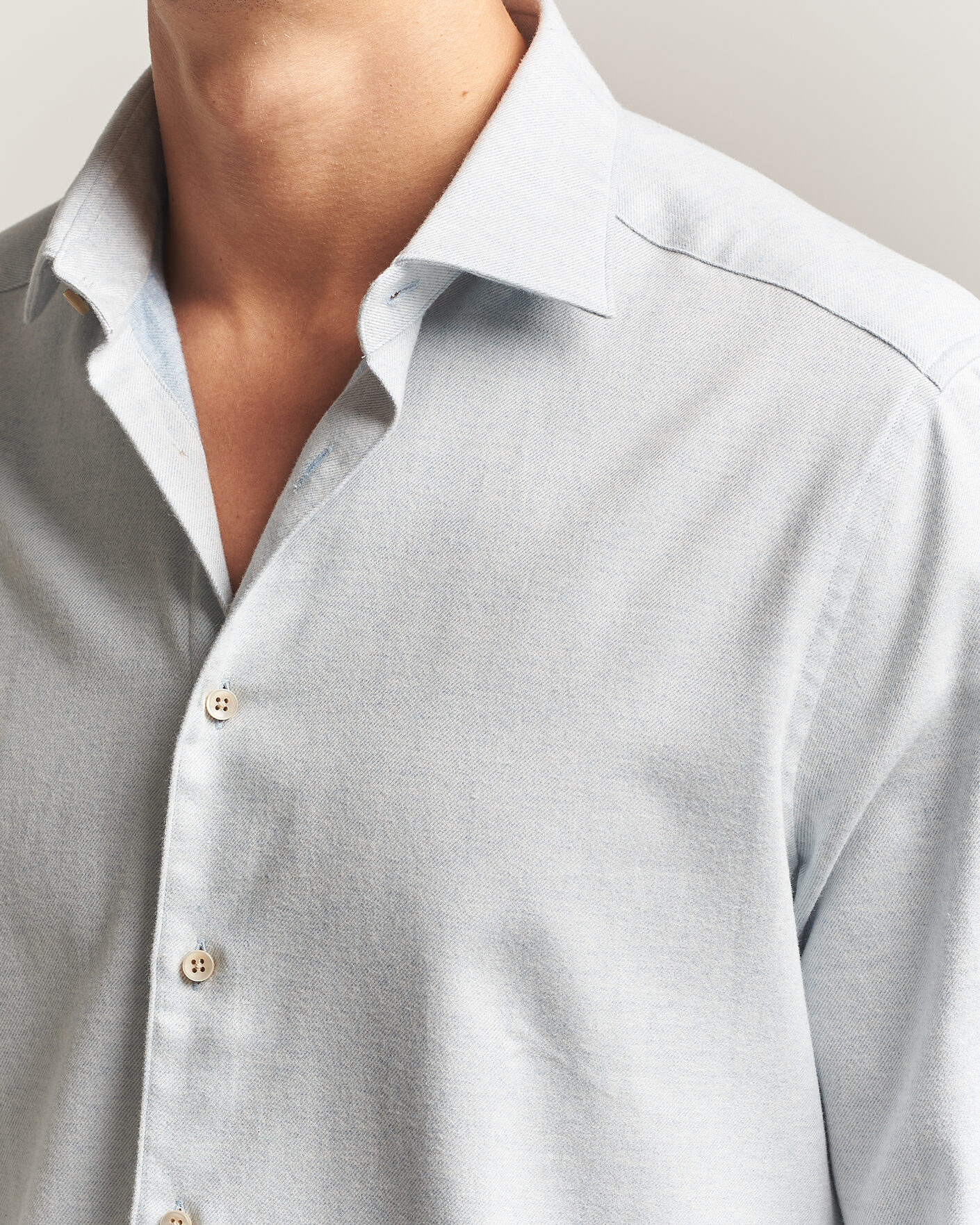 Homme | Chemises | Stenströms | Slimline Flannel Shirt Light Blue