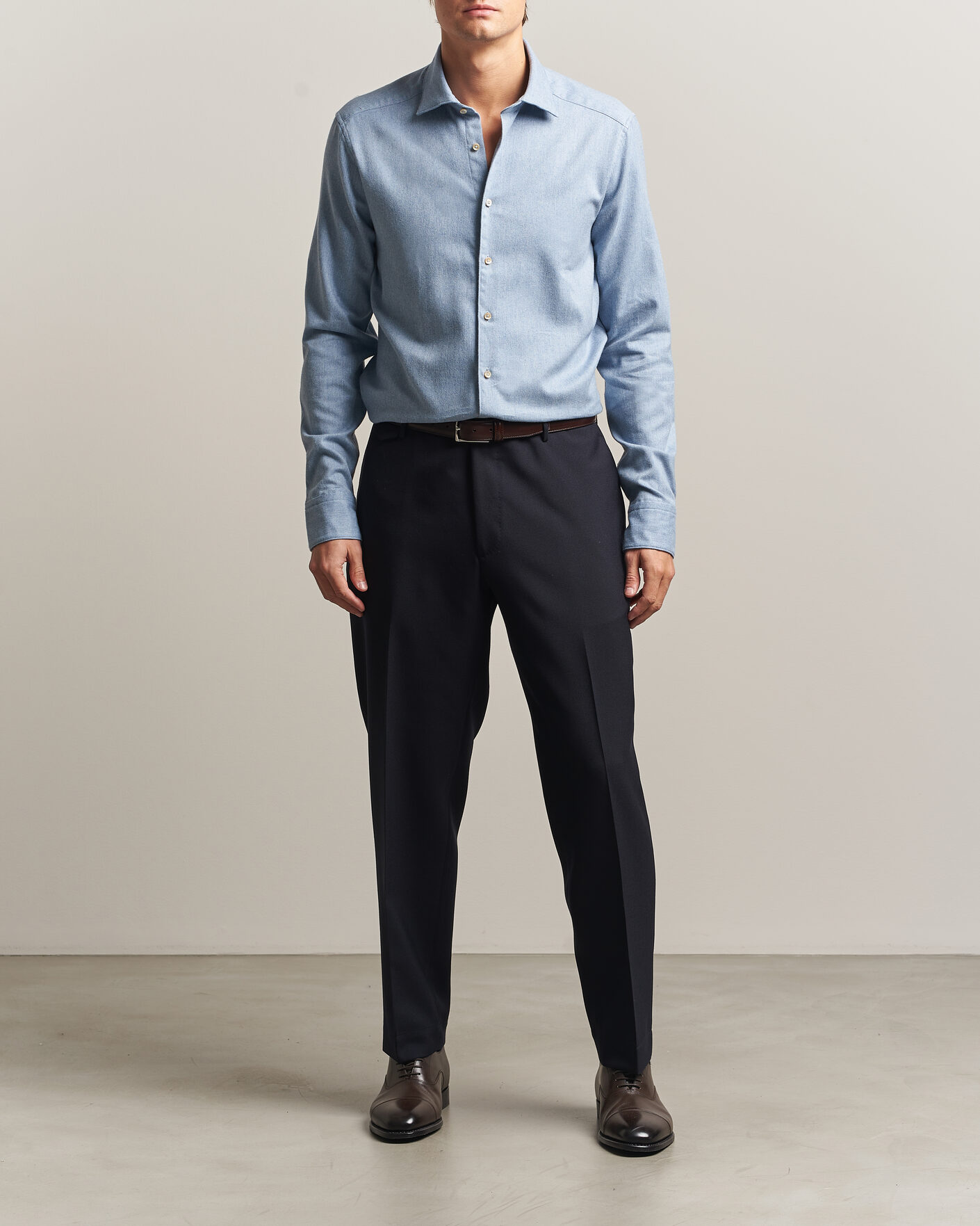Homme | Chemises | Stenströms | Slimline Flannel Shirt Blue