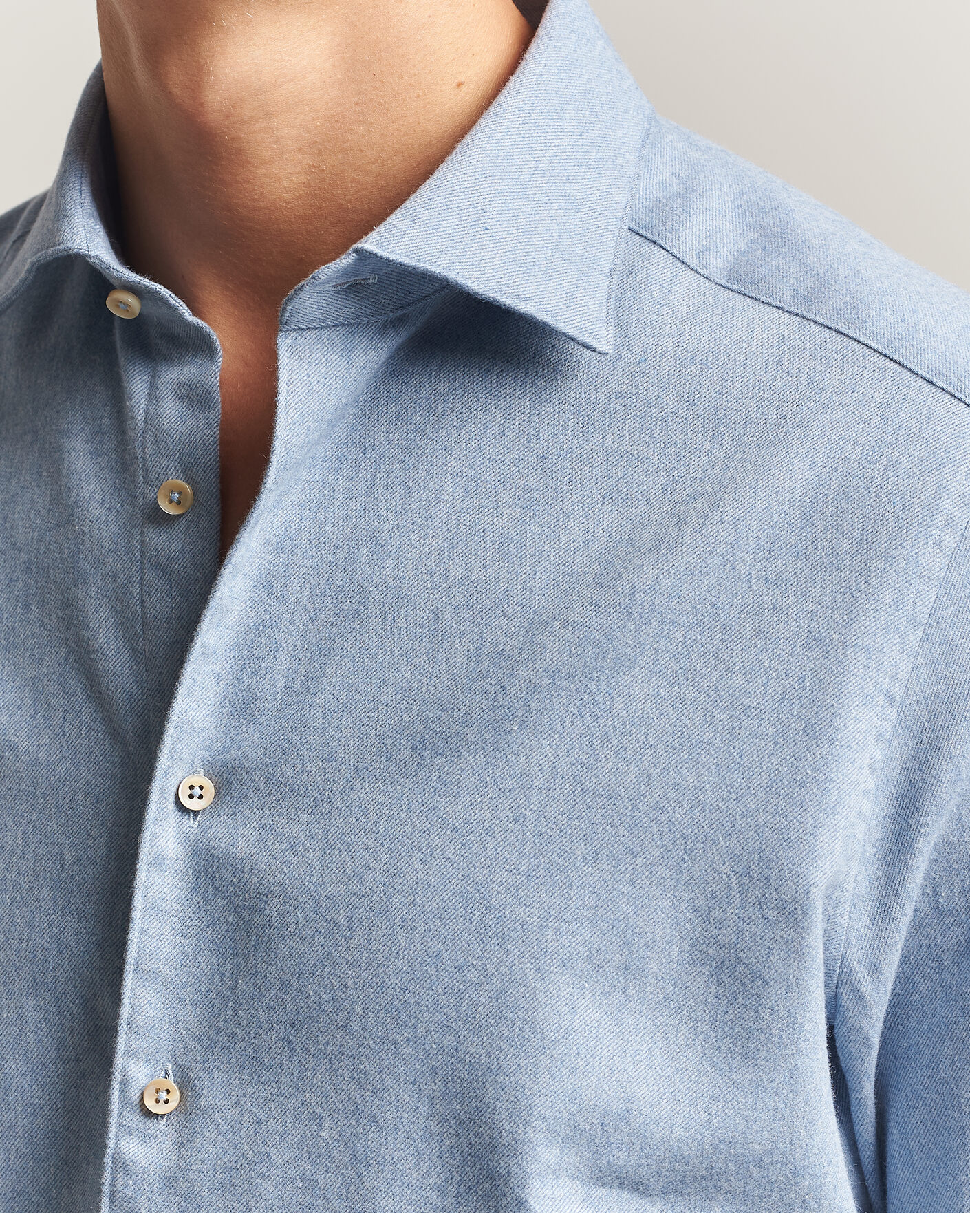 Homme | Chemises | Stenströms | Slimline Flannel Shirt Blue