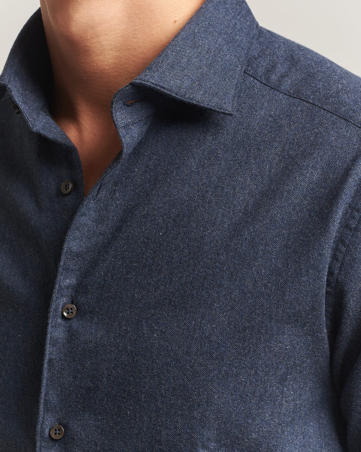 Homme | Chemises | Stenströms | Slimline Flannel Shirt Navy