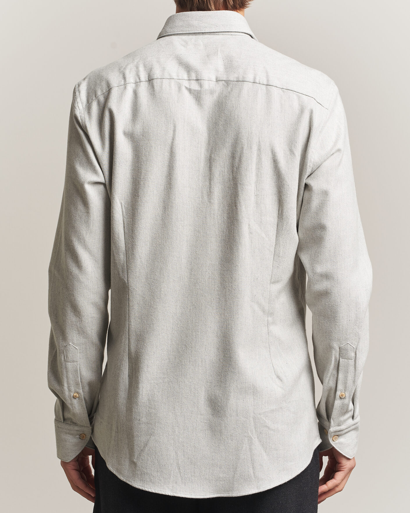 Homme | Chemises | Stenströms | Slimline Flannel Shirt Light Grey