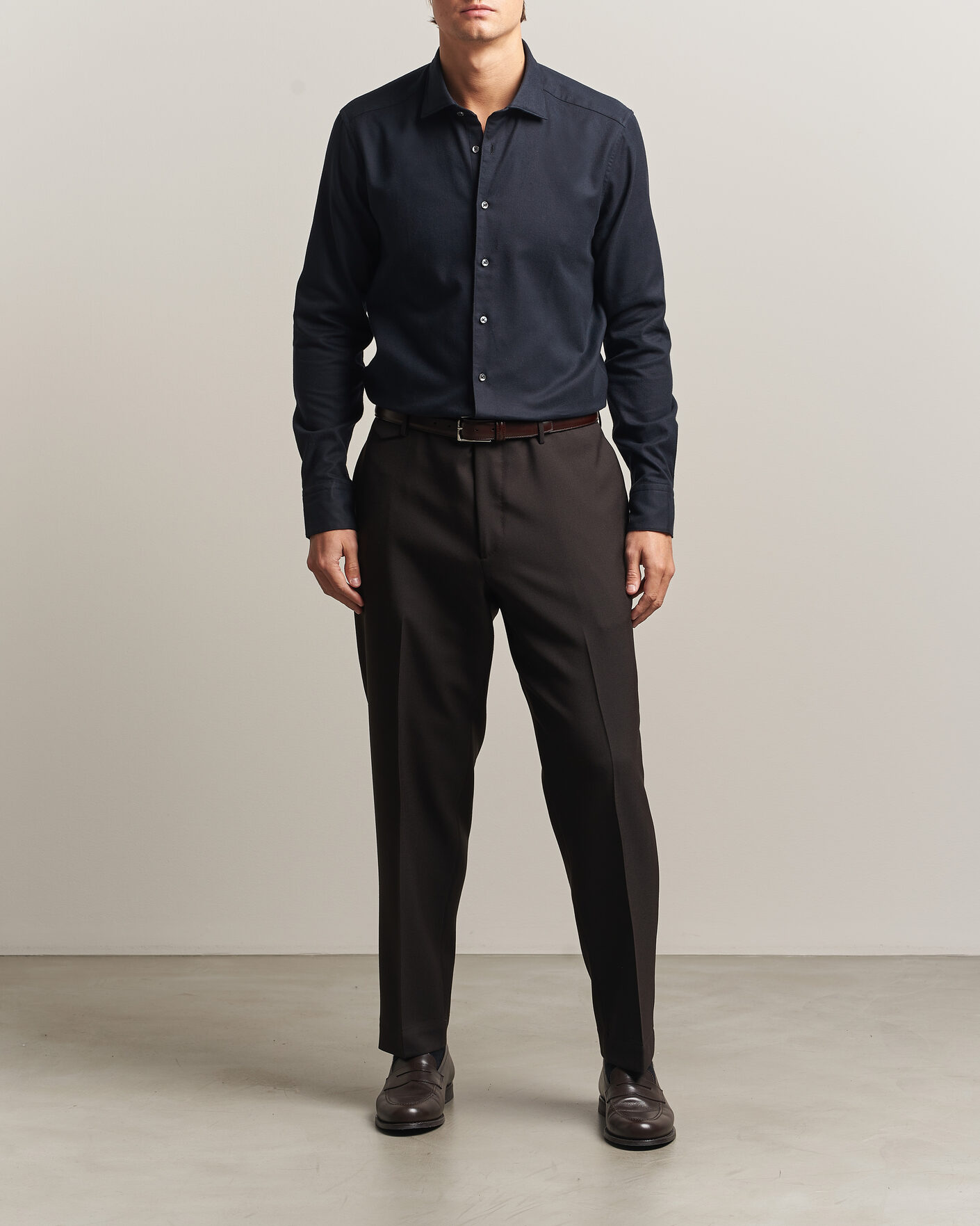 Homme | Chemises | Stenströms | Slimline Flannel Shirt Black