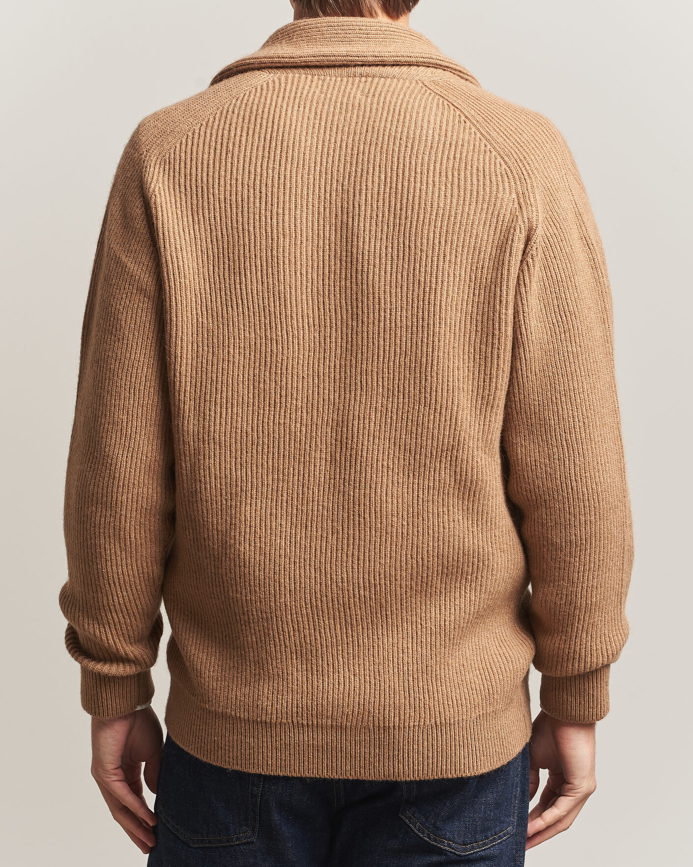 Homme | Pulls Et Tricots | William Lockie | Windsor Camelhair Shawl Cardigan Natural Brown