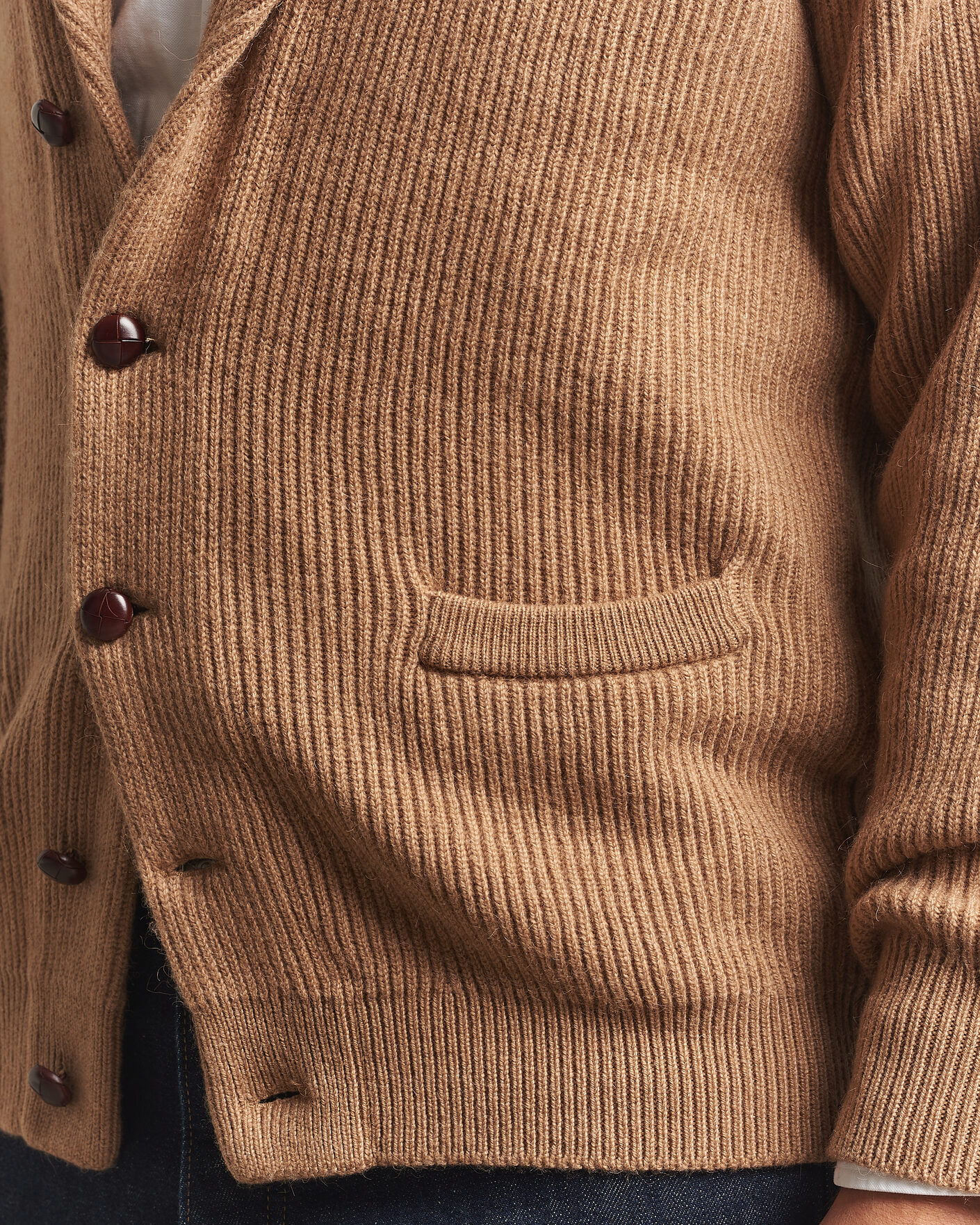 Homme | Pulls Et Tricots | William Lockie | Windsor Camelhair Shawl Cardigan Natural Brown