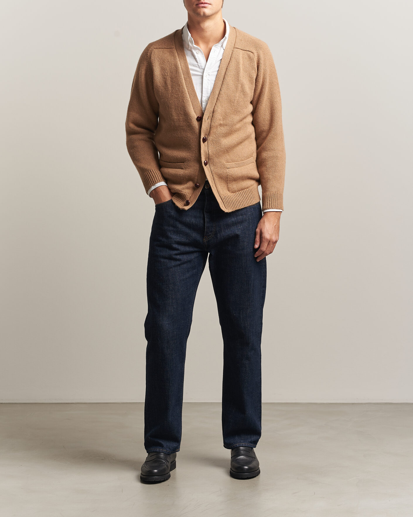 Homme | Pulls Et Tricots | William Lockie | Datchet Camelhair Cardigan Natural Brown