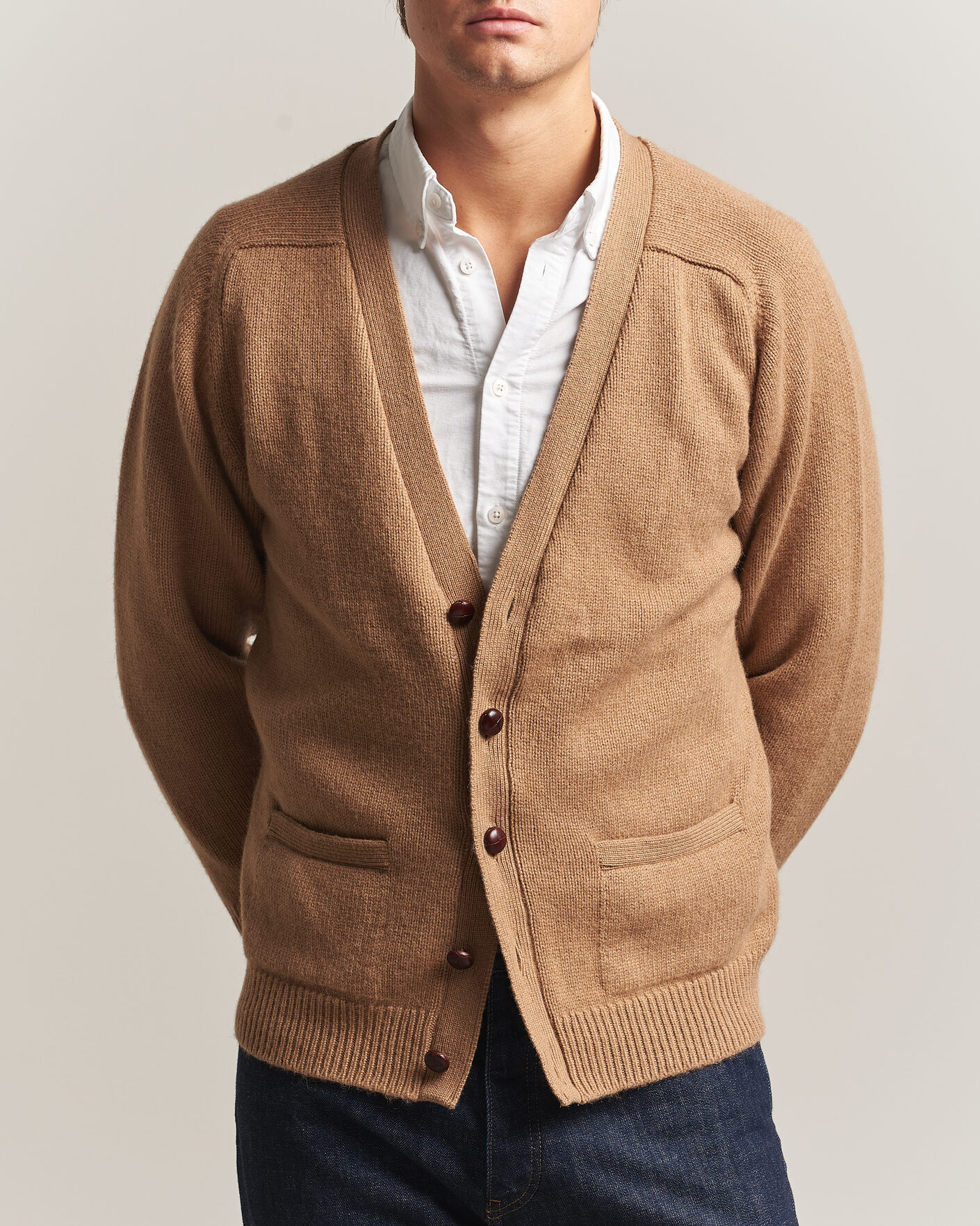 Homme | Pulls Et Tricots | William Lockie | Datchet Camelhair Cardigan Natural Brown
