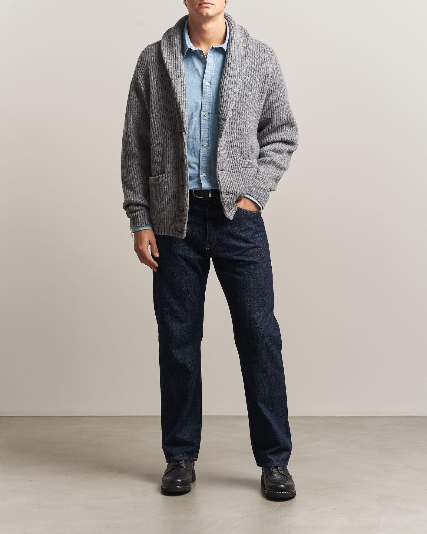 Homme | Pulls Et Tricots | William Lockie | Windsor Cashmere Shawl Cardigan Flannel Grey