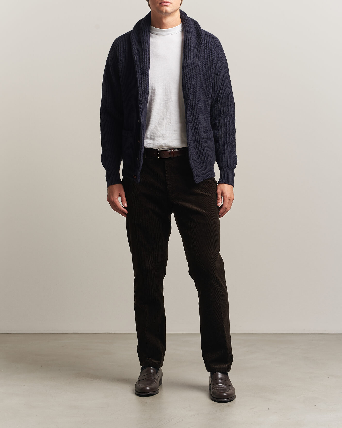 Homme | Pulls Et Tricots | William Lockie | Windsor Cashmere Shawl Cardigan Navy