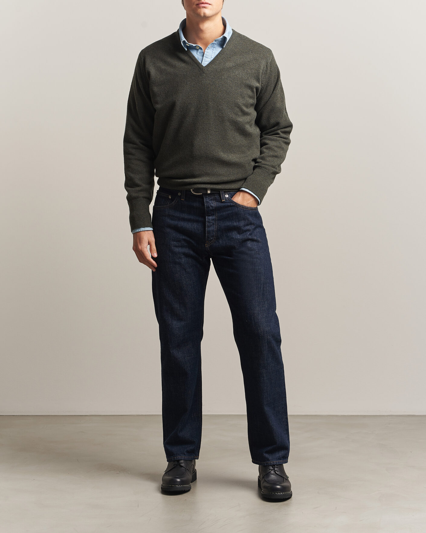 Homme | Pulls Et Tricots | William Lockie | Rob Lambswool V-Neck Seaweed