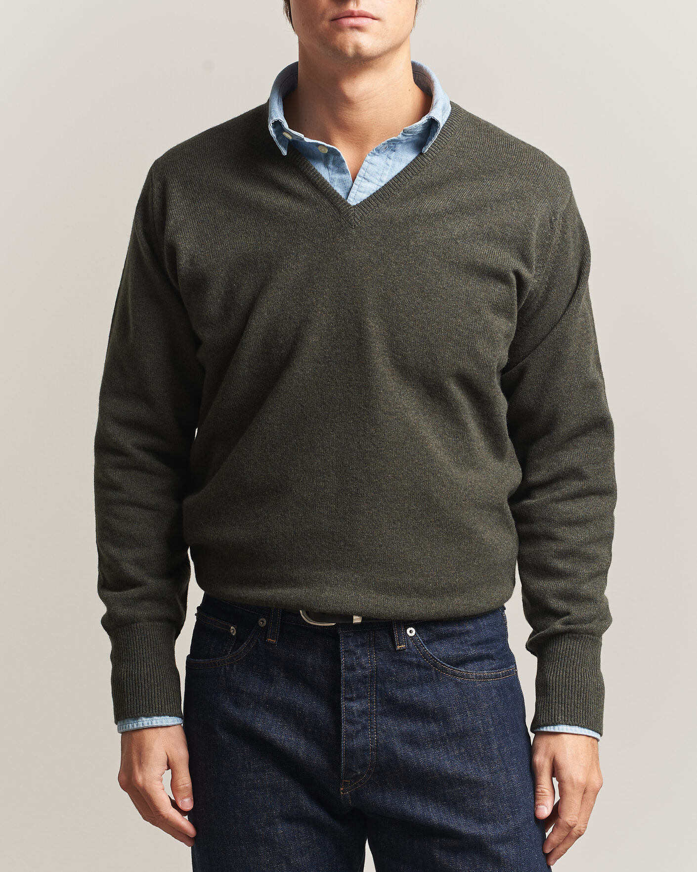 Homme | Pulls Et Tricots | William Lockie | Rob Lambswool V-Neck Seaweed