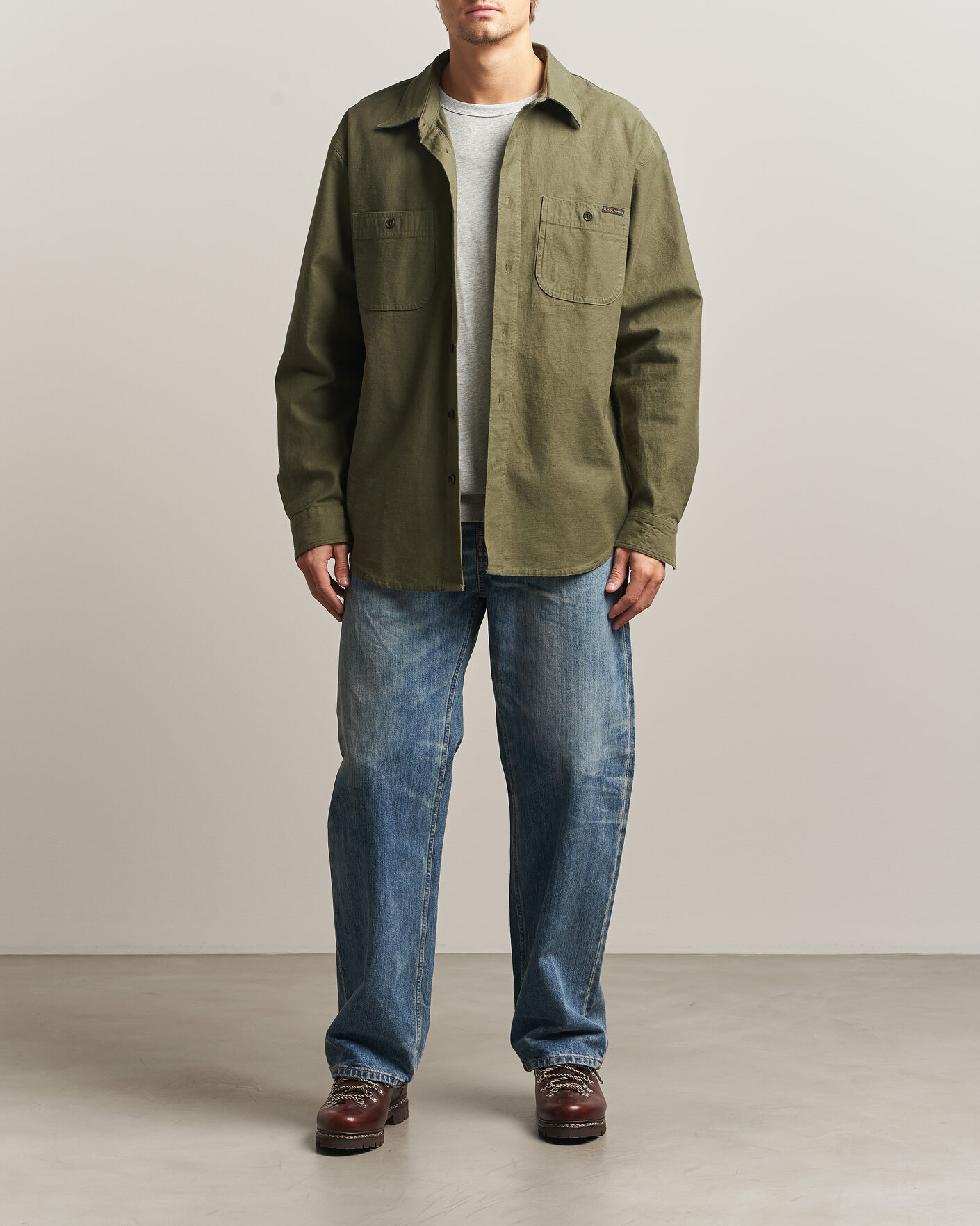 Homme | Chemises | Nudie Jeans | Julian Worker Shirt Olive Green