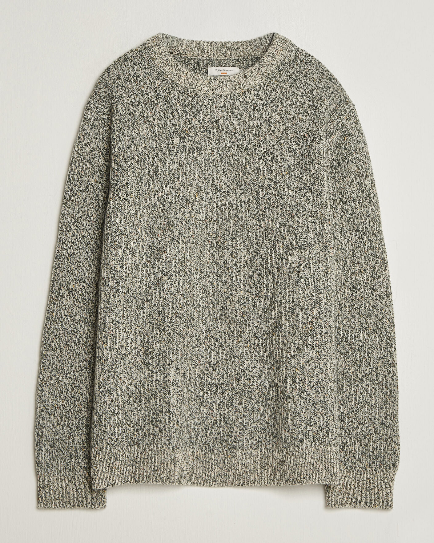 Homme | Pulls Et Tricots | Nudie Jeans | August Wool Rib Knitted Sweater Green Melange