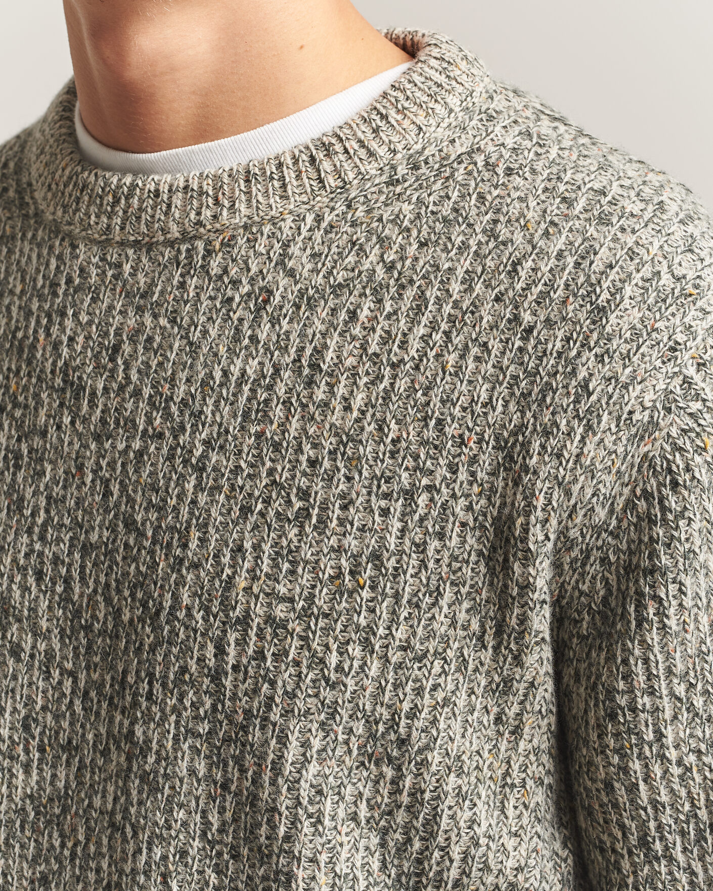 Homme | Pulls Et Tricots | Nudie Jeans | August Wool Rib Knitted Sweater Green Melange